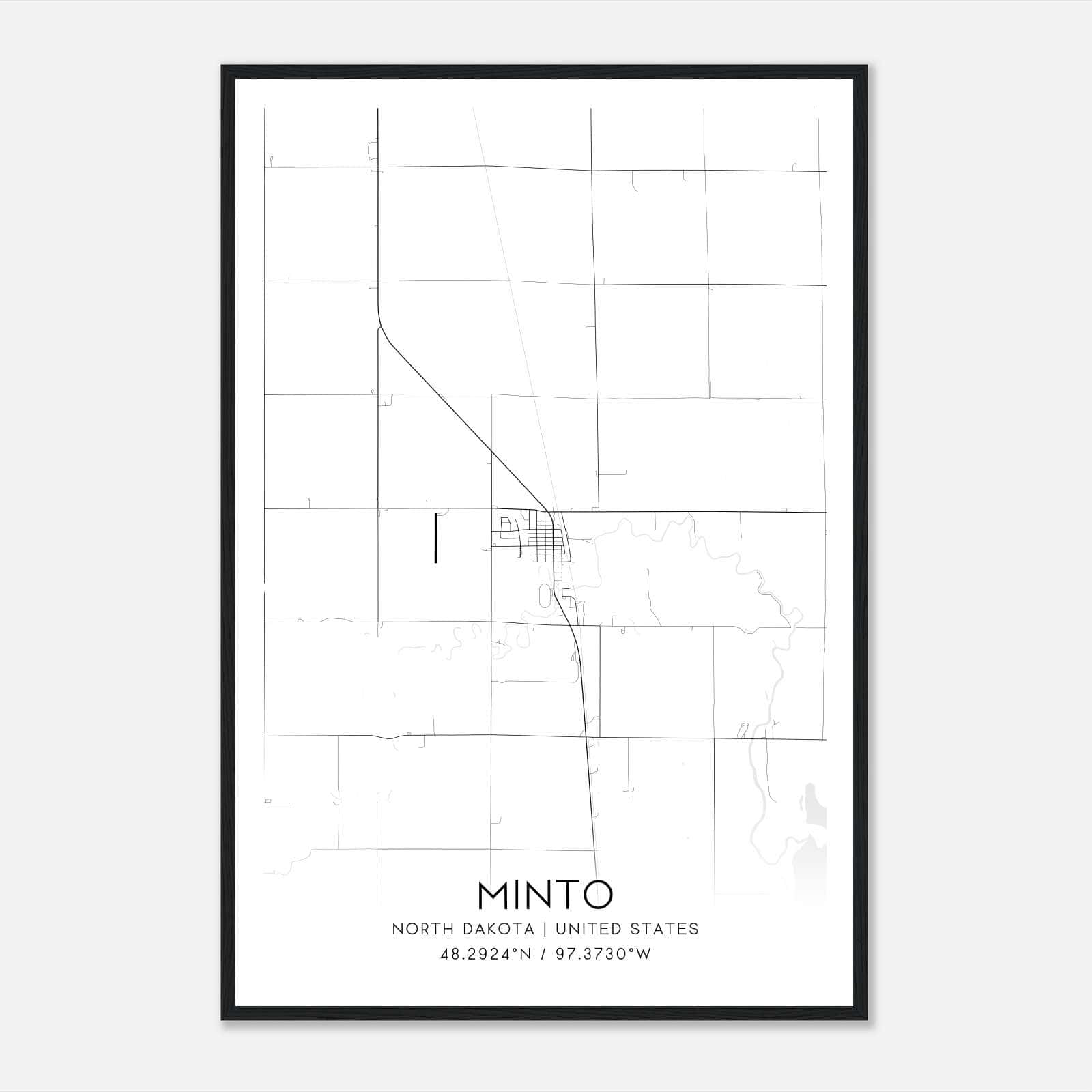 Minto North Dakota Map Poster, Modern Home Decor Wall Art Print Minto North Dakota Map Poster, Modern Home Decor Wall Art Print
