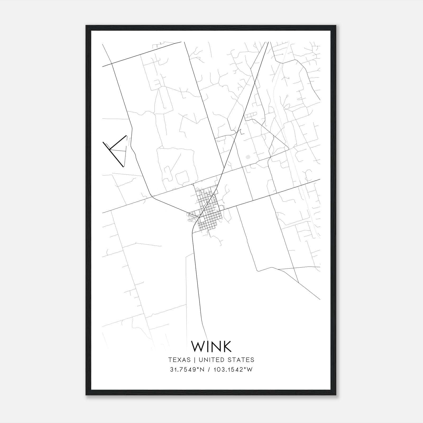 Wink Texas Map Poster, Modern Home Decor Wall Art Print Wink Texas Map Poster, Modern Home Decor Wall Art Print