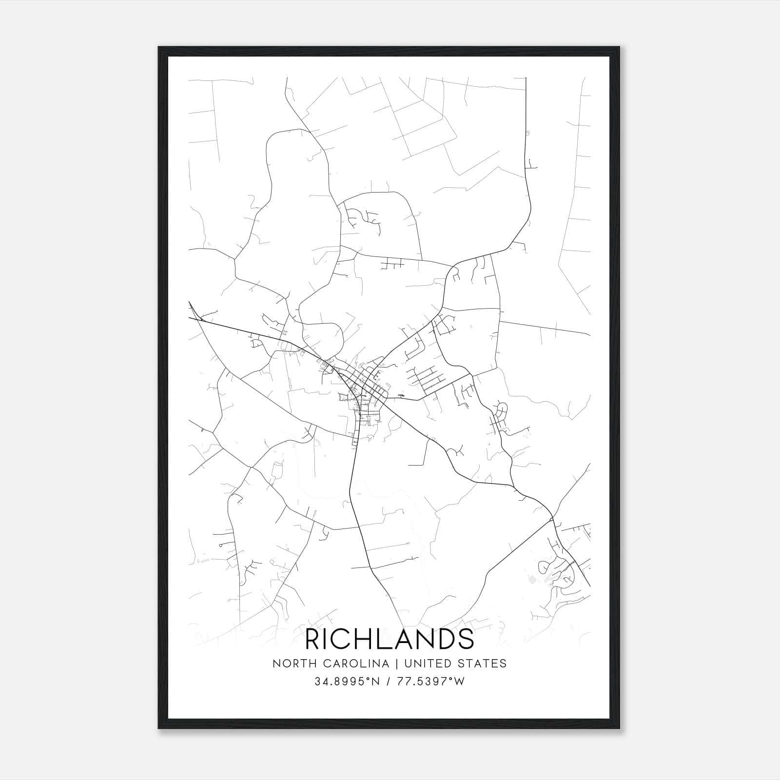 Richlands North Carolina Map Poster, Modern Home Decor Wall Art Print Richlands North Carolina Map Poster, Modern Home Decor Wall Art Print