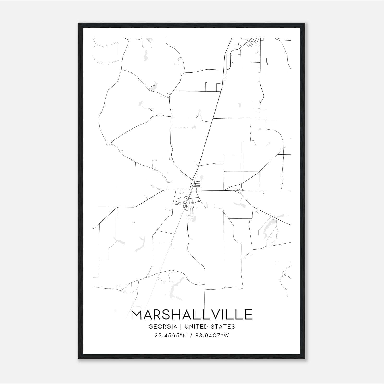 Marshallville Georgia Map Poster, Modern Home Decor Wall Art Print Marshallville Georgia Map Poster, Modern Home Decor Wall Art Print