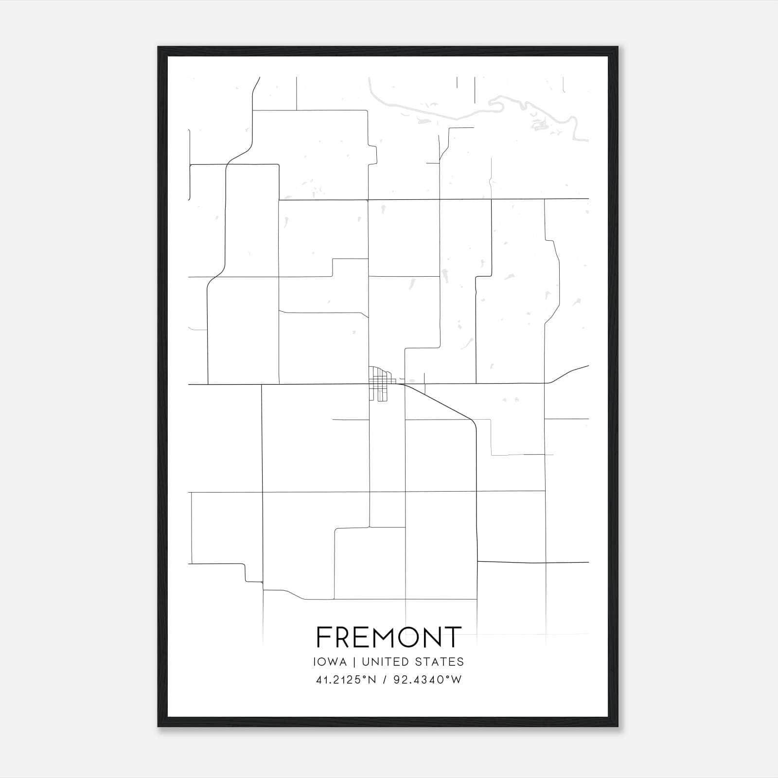 Fremont Iowa Map Poster, Modern Home Decor Wall Art Print Fremont Iowa Map Poster, Modern Home Decor Wall Art Print