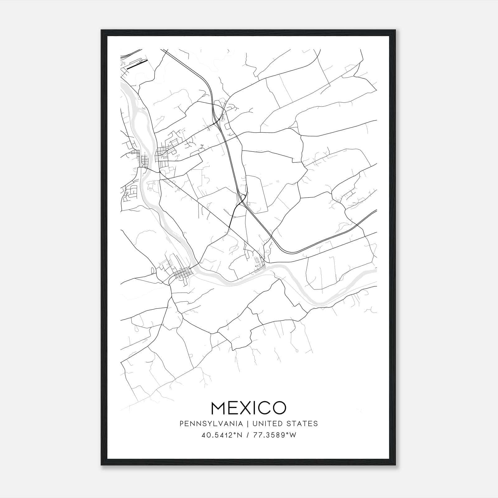 Mexico Pennsylvania Map Poster, Modern Home Decor Wall Art Print Mexico Pennsylvania Map Poster, Modern Home Decor Wall Art Print