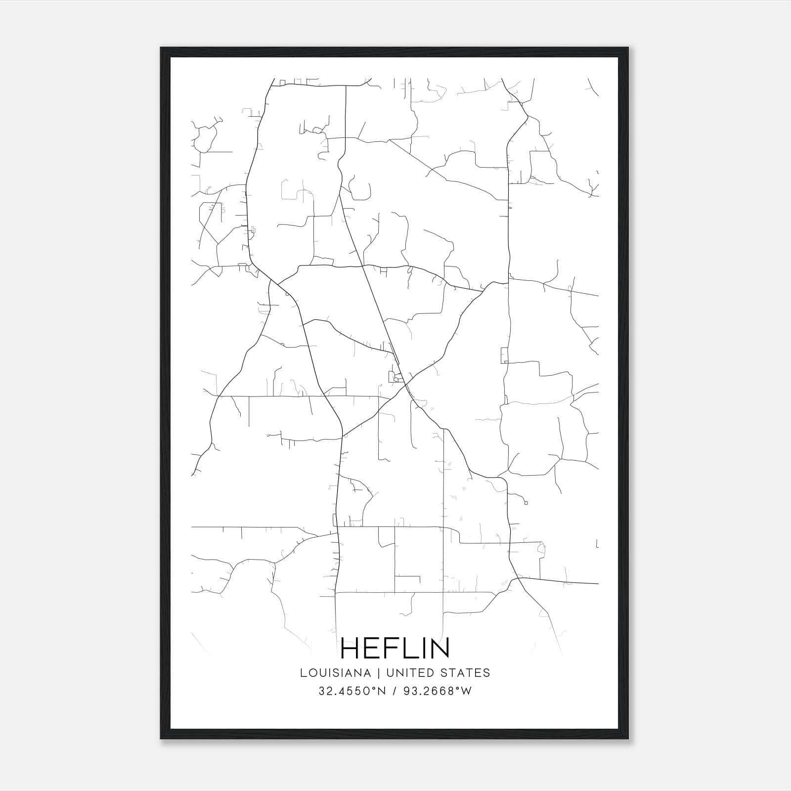 Heflin Louisiana Map Poster, Modern Home Decor Wall Art Print Heflin Louisiana Map Poster, Modern Home Decor Wall Art Print