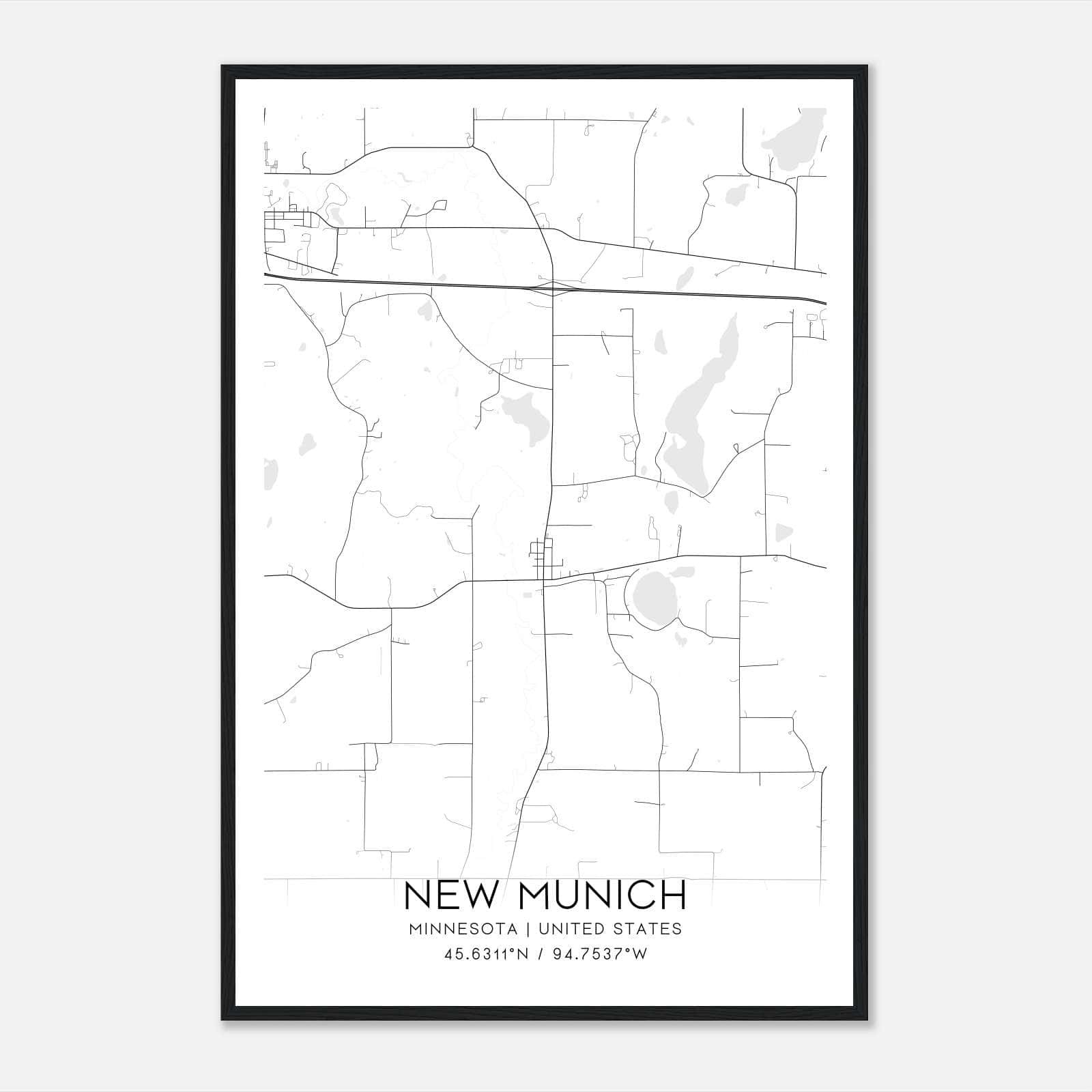 New Munich Minnesota Map Poster, Modern Home Decor Wall Art Print New Munich Minnesota Map Poster, Modern Home Decor Wall Art Print