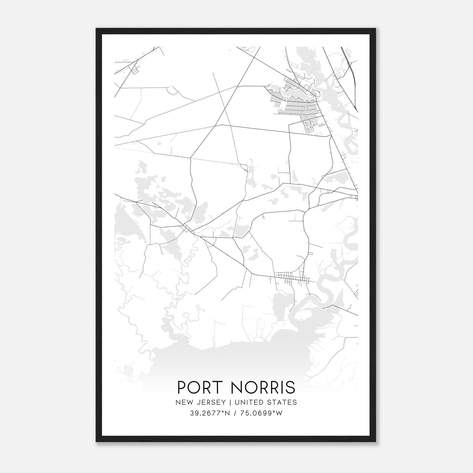Port Norris New Jersey Map Poster, Modern Home Decor Wall Art Print Port Norris New Jersey Map Poster, Modern Home Decor Wall Art Print