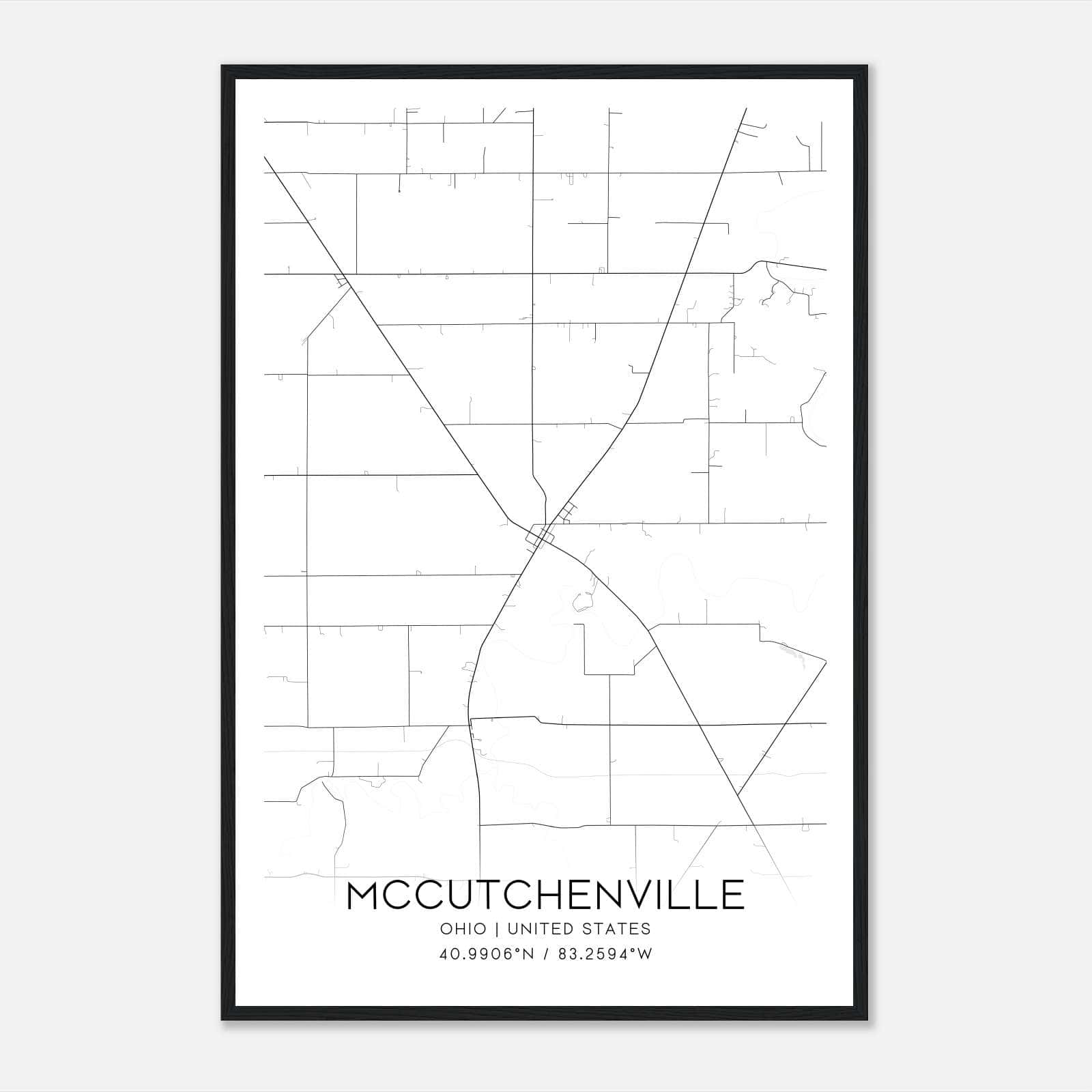 Mccutchenville Ohio Map Poster, Modern Home Decor Wall Art Print Mccutchenville Ohio Map Poster, Modern Home Decor Wall Art Print