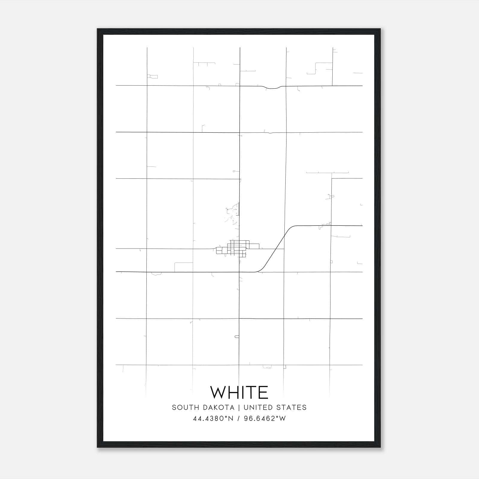White South Dakota Map Poster, Modern Home Decor Wall Art Print White South Dakota Map Poster, Modern Home Decor Wall Art Print