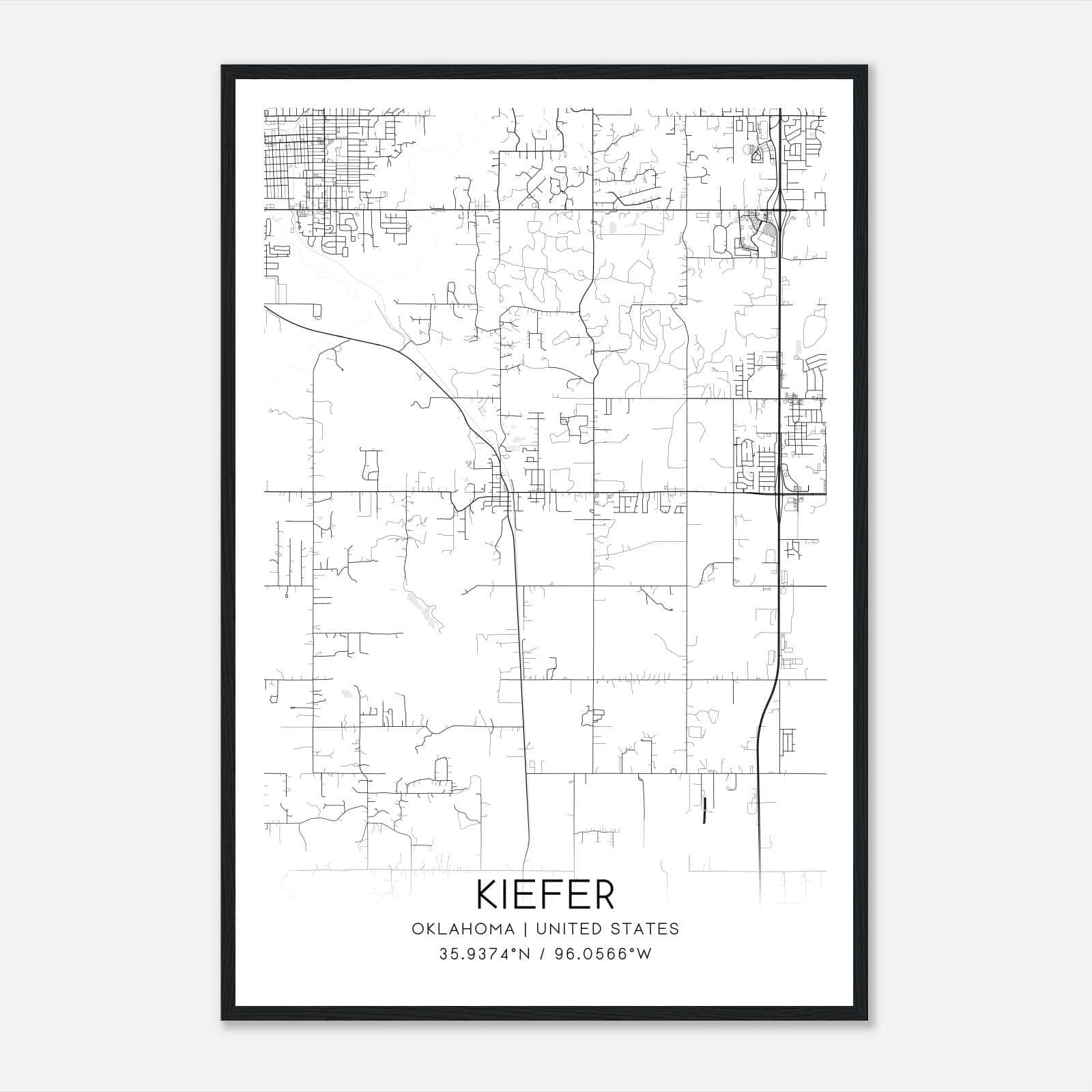 Kiefer Oklahoma Map Poster, Modern Home Decor Wall Art Print Kiefer Oklahoma Map Poster, Modern Home Decor Wall Art Print