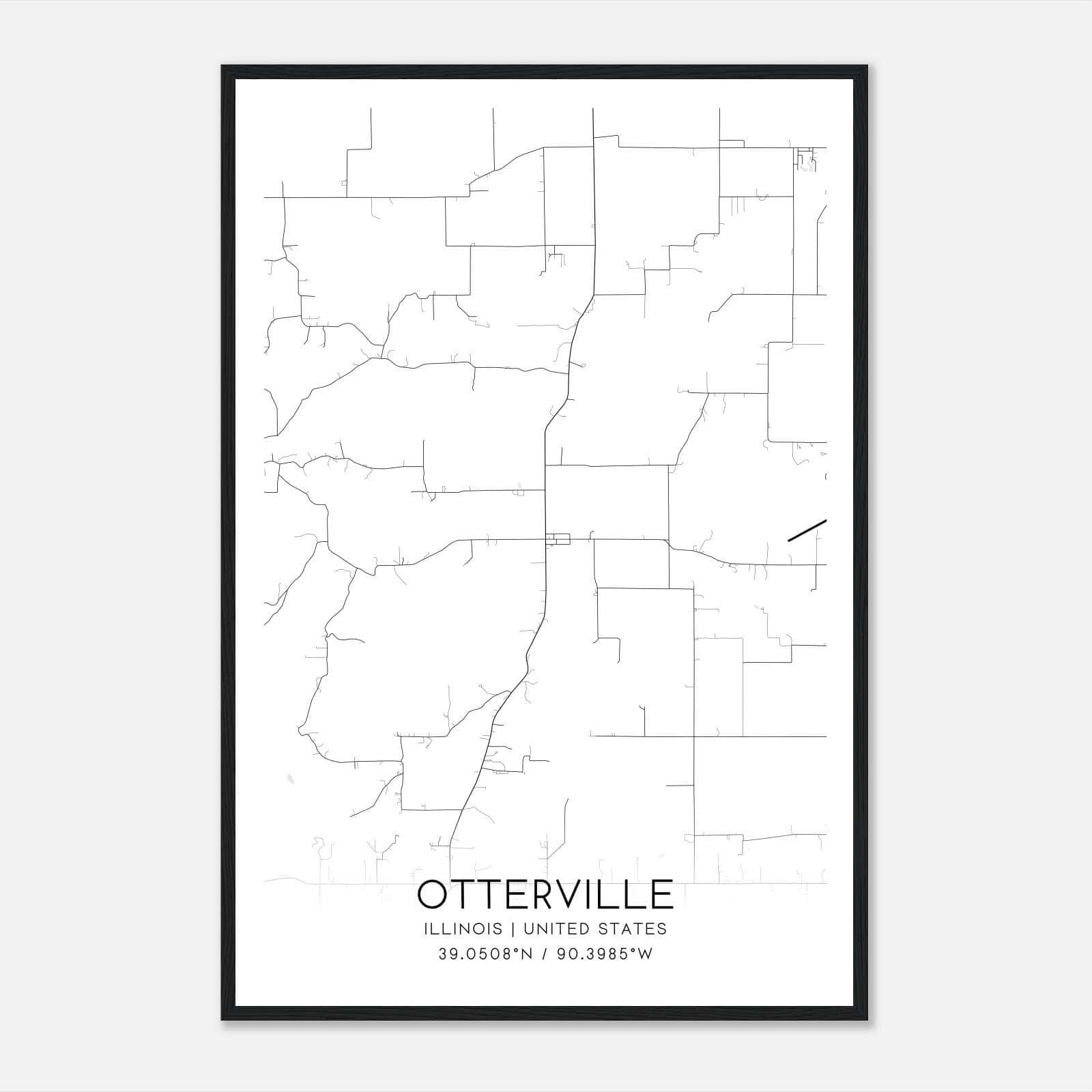 Otterville Illinois Map Poster, Modern Home Decor Wall Art Print Otterville Illinois Map Poster, Modern Home Decor Wall Art Print