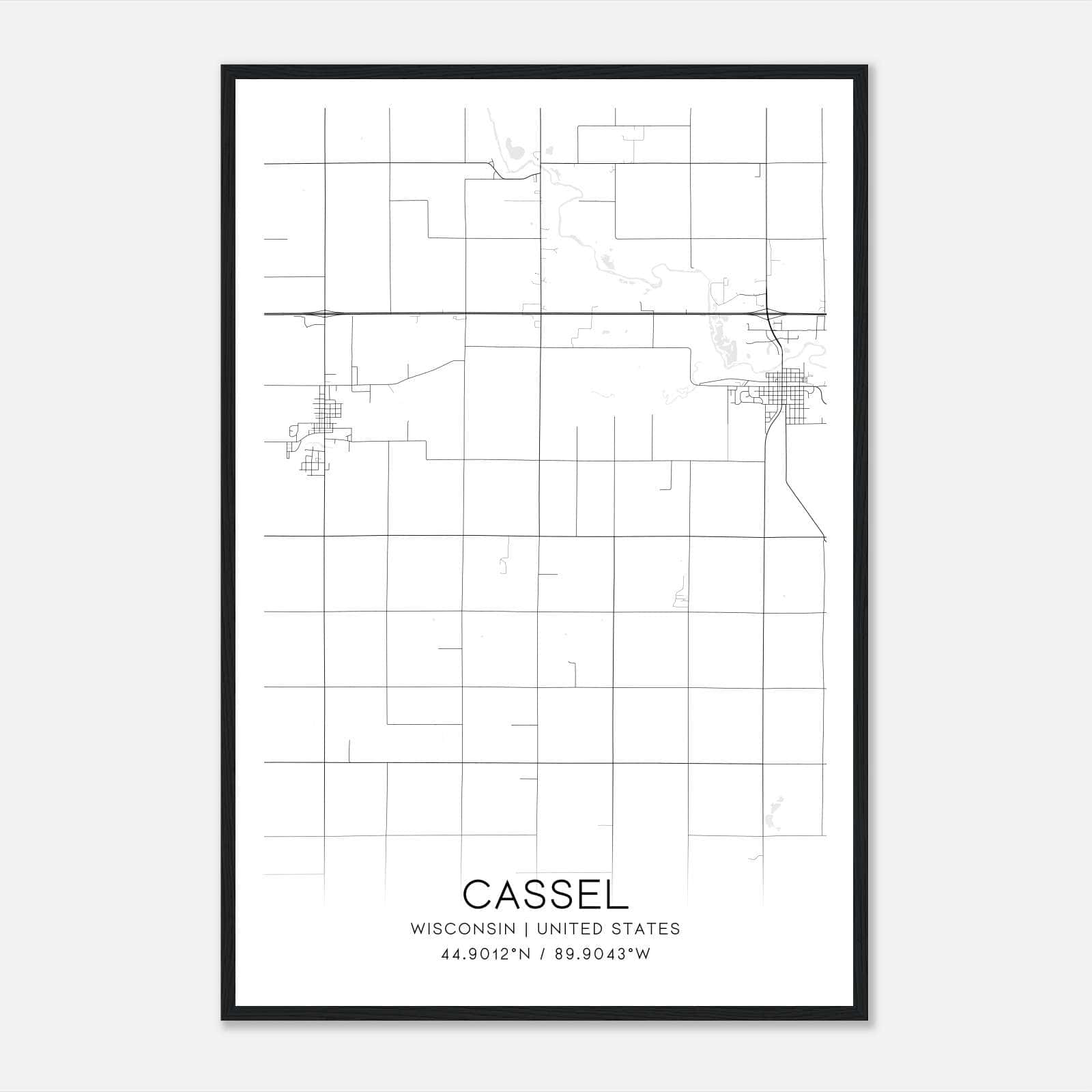 Cassel Wisconsin Map Poster, Modern Home Decor Wall Art Print Cassel Wisconsin Map Poster, Modern Home Decor Wall Art Print