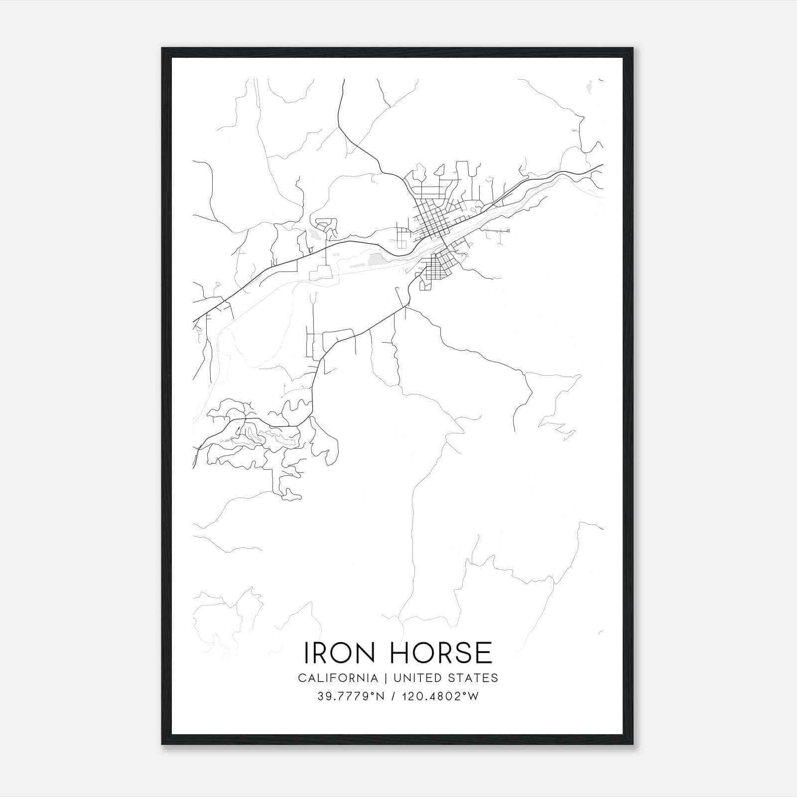 Iron Horse California Map Poster, Modern Home Decor Wall Art Print Iron Horse California Map Poster, Modern Home Decor Wall Art Print
