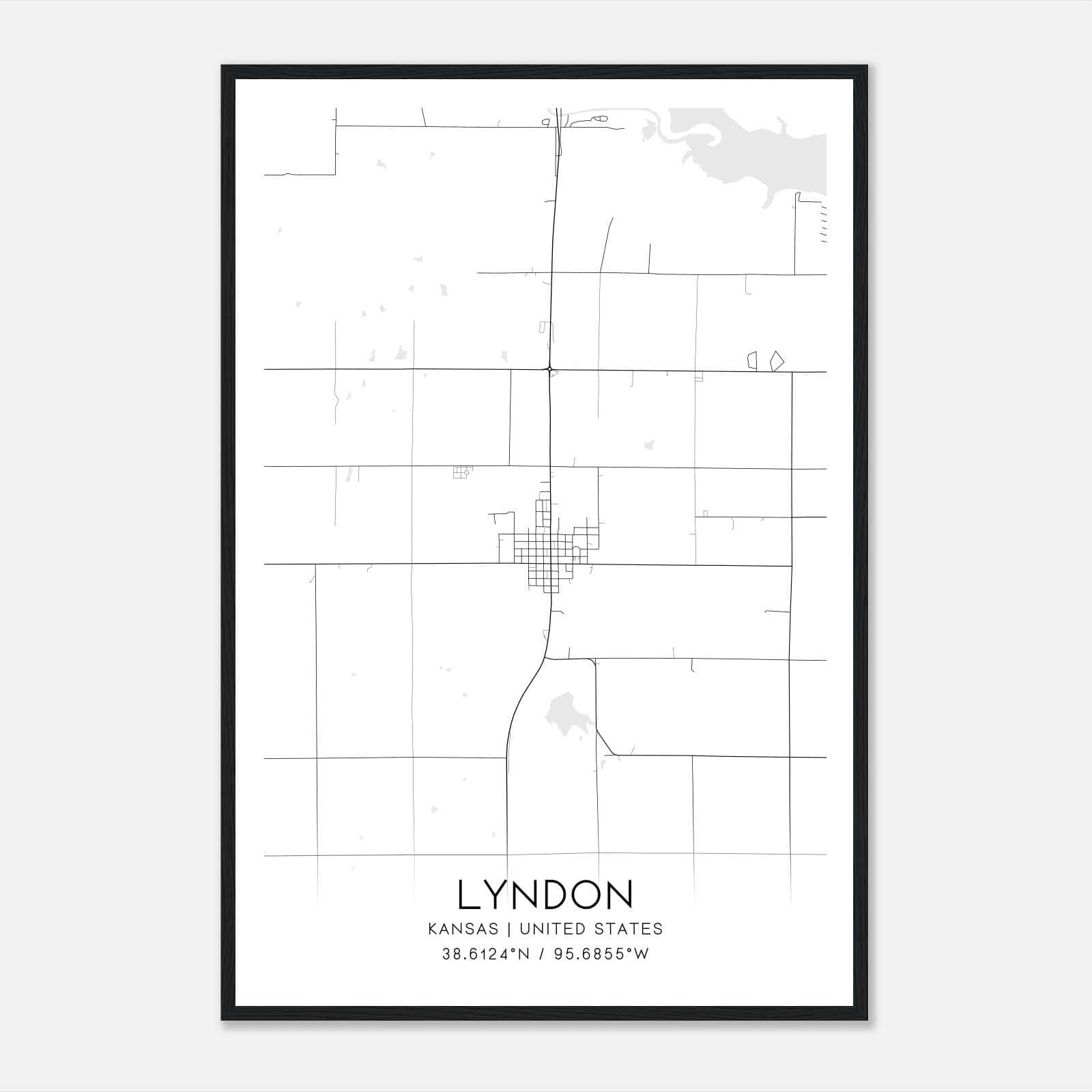 Lyndon Kansas Map Poster, Modern Home Decor Wall Art Print Lyndon Kansas Map Poster, Modern Home Decor Wall Art Print