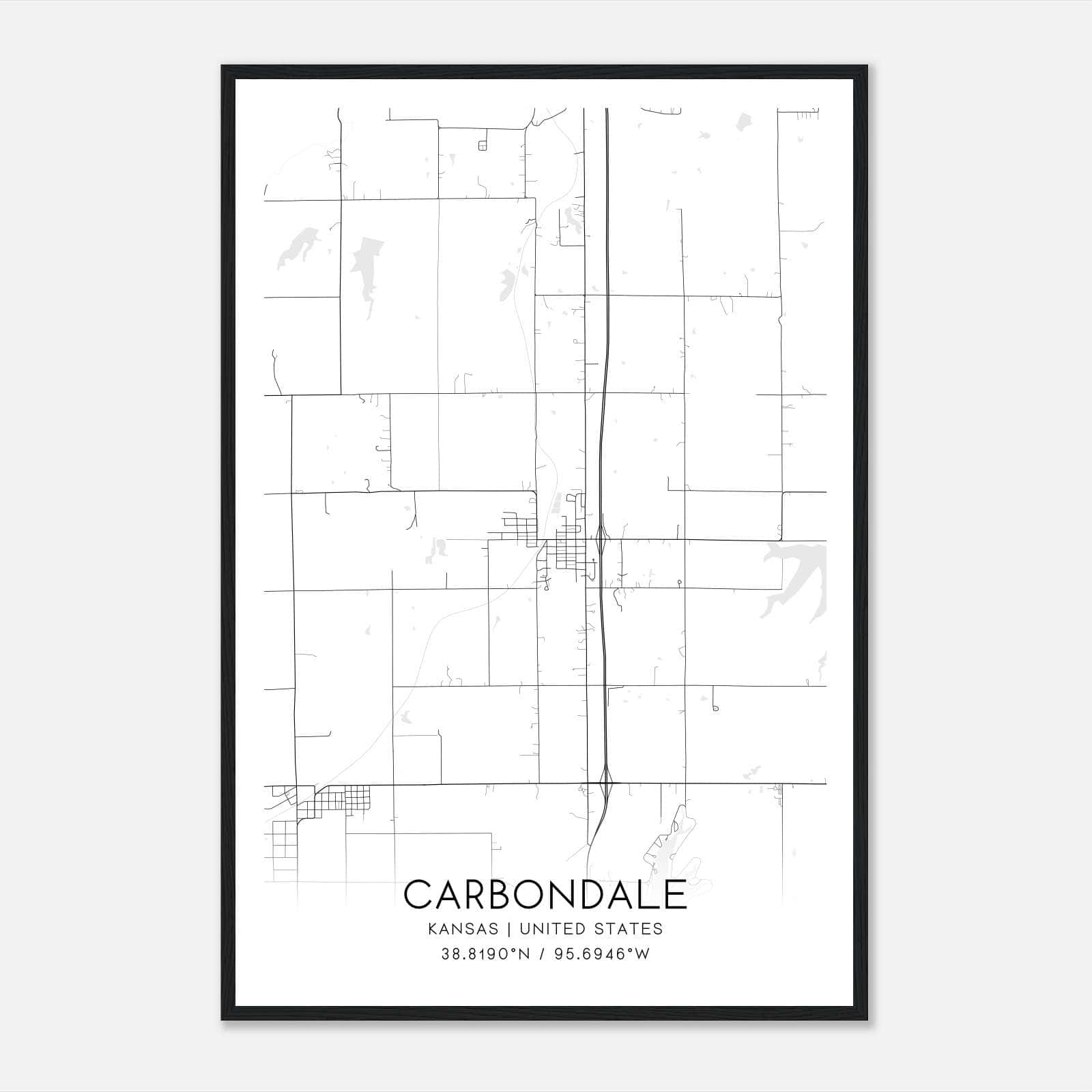 Carbondale Kansas Map Poster, Modern Home Decor Wall Art Print Carbondale Kansas Map Poster, Modern Home Decor Wall Art Print