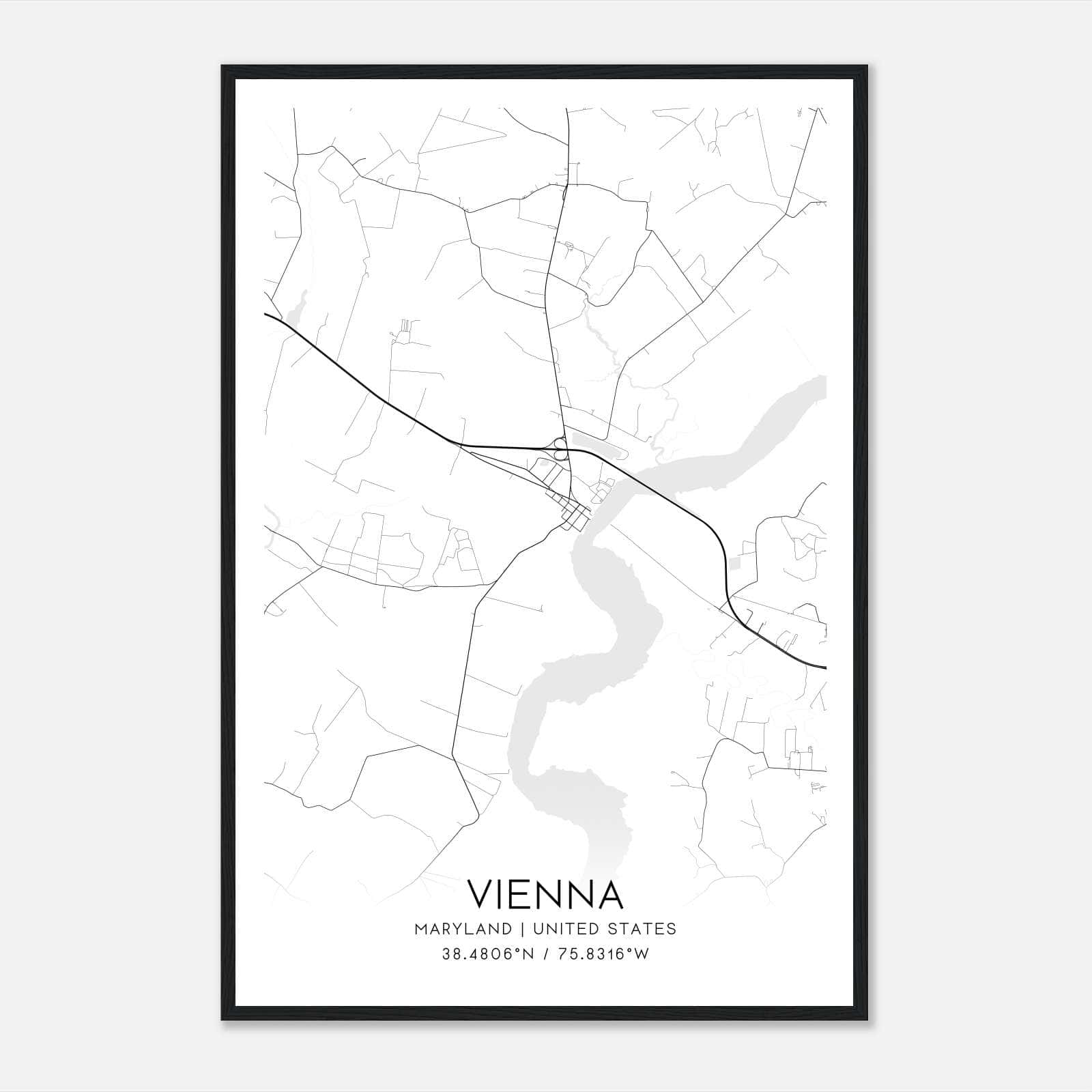 Vienna Maryland Map Poster, Modern Home Decor Wall Art Print Vienna Maryland Map Poster, Modern Home Decor Wall Art Print