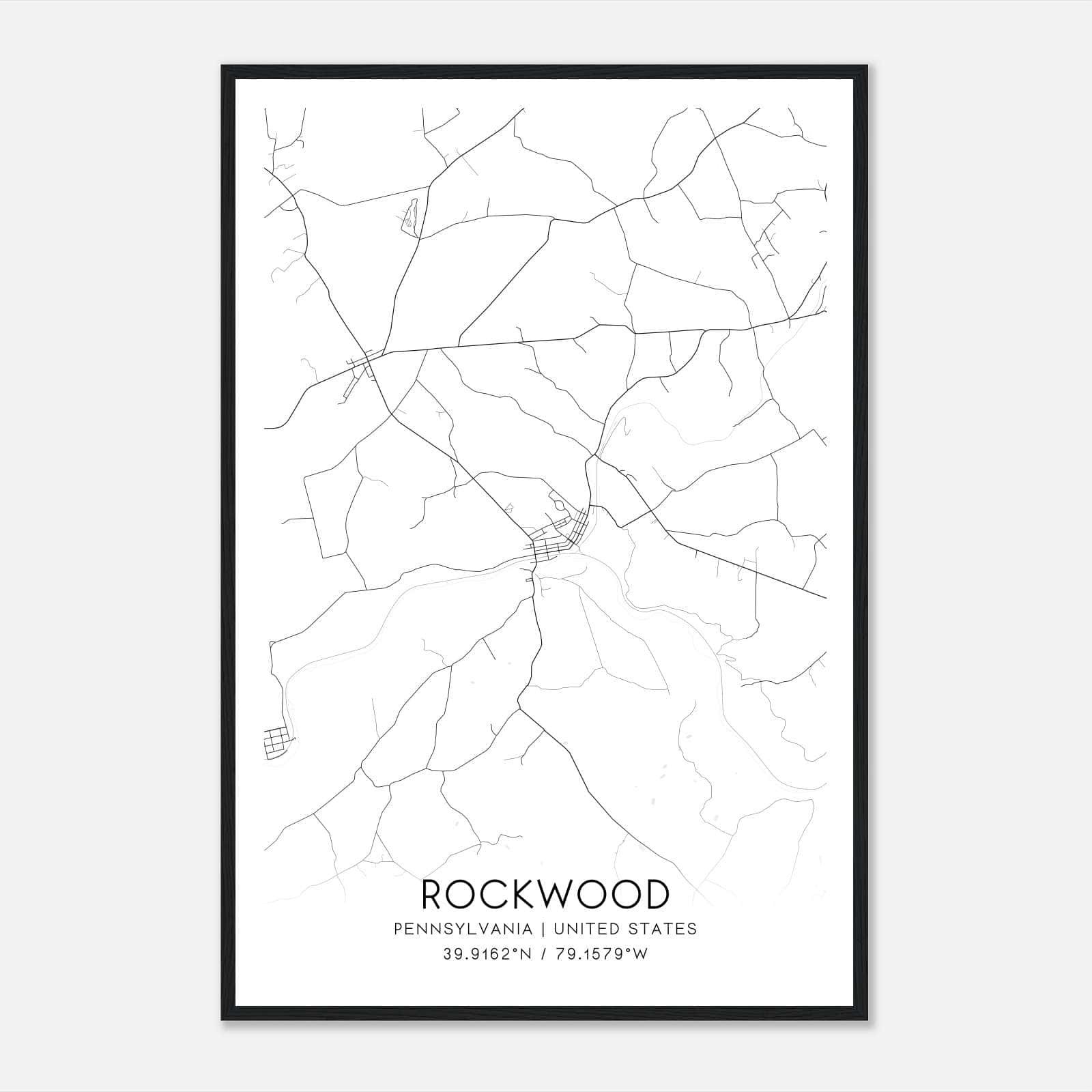 Rockwood Pennsylvania Map Poster, Modern Home Decor Wall Art Print Rockwood Pennsylvania Map Poster, Modern Home Decor Wall Art Print