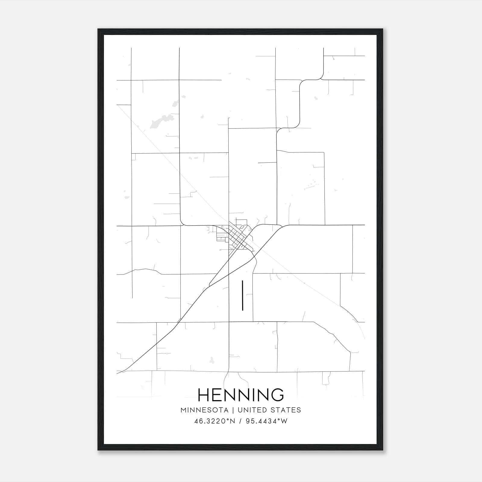 Henning Minnesota Map Poster, Modern Home Decor Wall Art Print Henning Minnesota Map Poster, Modern Home Decor Wall Art Print