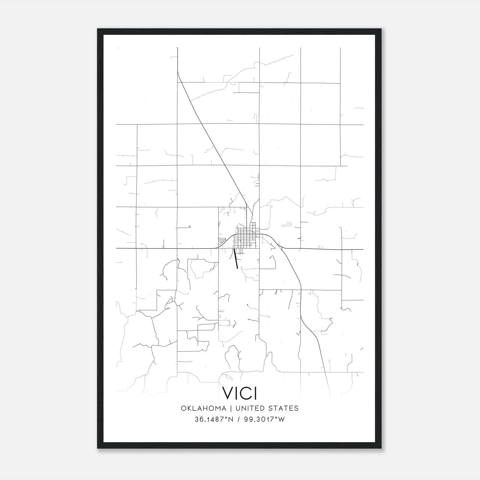 Vici Oklahoma Map Poster, Modern Home Decor Wall Art Print Vici Oklahoma Map Poster, Modern Home Decor Wall Art Print