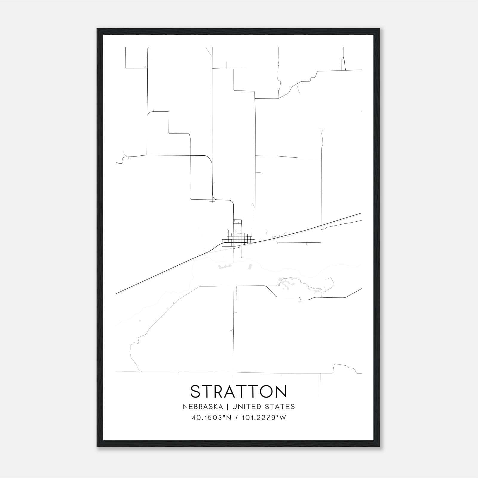 Stratton Nebraska Map Poster, Modern Home Decor Wall Art Print Stratton Nebraska Map Poster, Modern Home Decor Wall Art Print