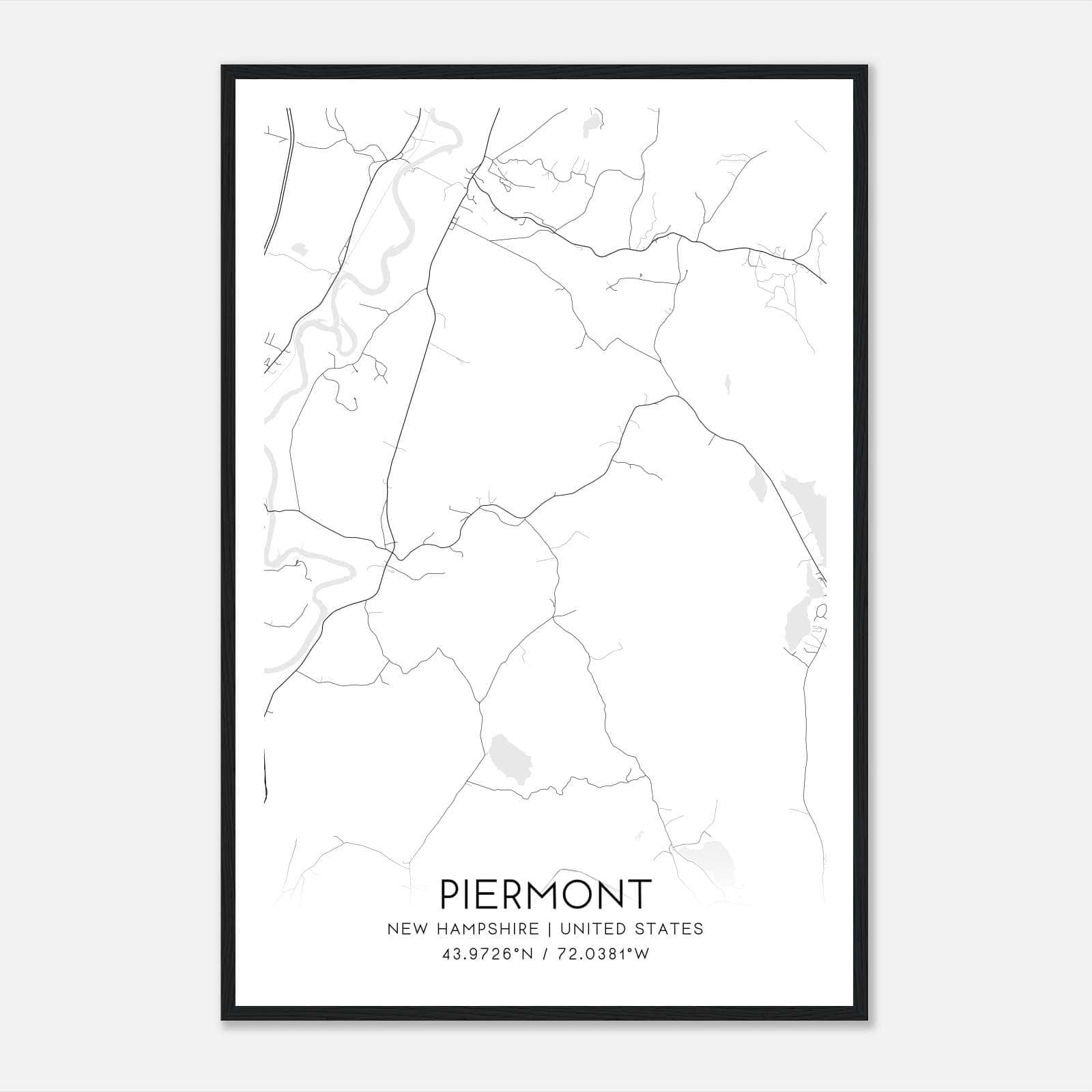 Piermont New Hampshire Map Poster, Modern Home Decor Wall Art Print Piermont New Hampshire Map Poster, Modern Home Decor Wall Art Print