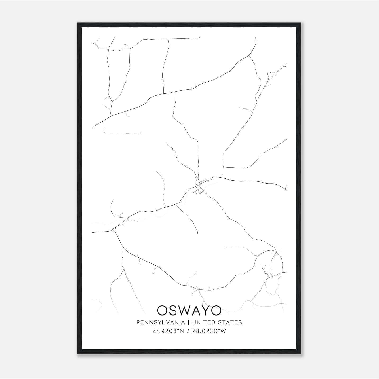 Oswayo Pennsylvania Map Poster, Modern Home Decor Wall Art Print Oswayo Pennsylvania Map Poster, Modern Home Decor Wall Art Print