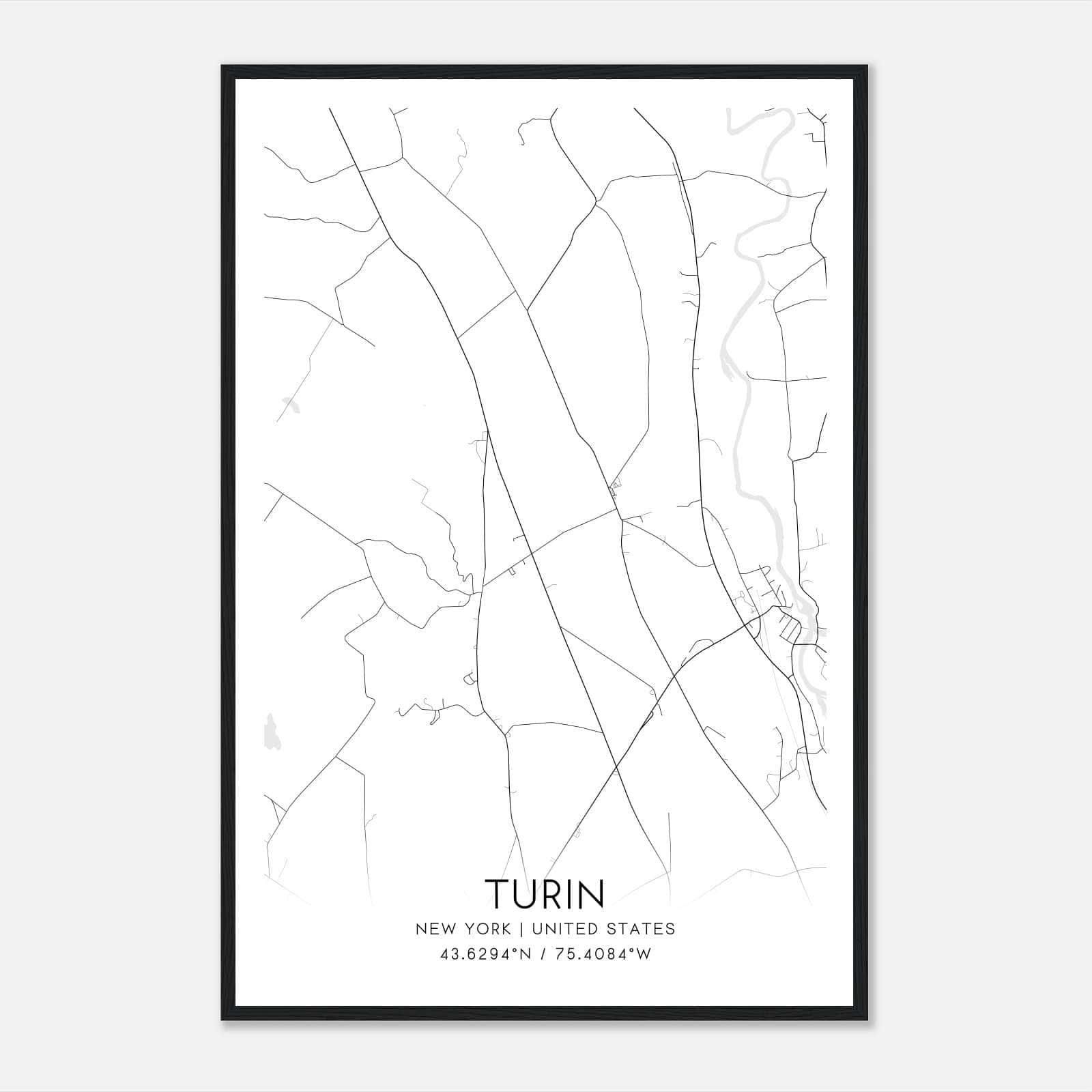 Turin New York Map Poster, Modern Home Decor Wall Art Print Turin New York Map Poster, Modern Home Decor Wall Art Print