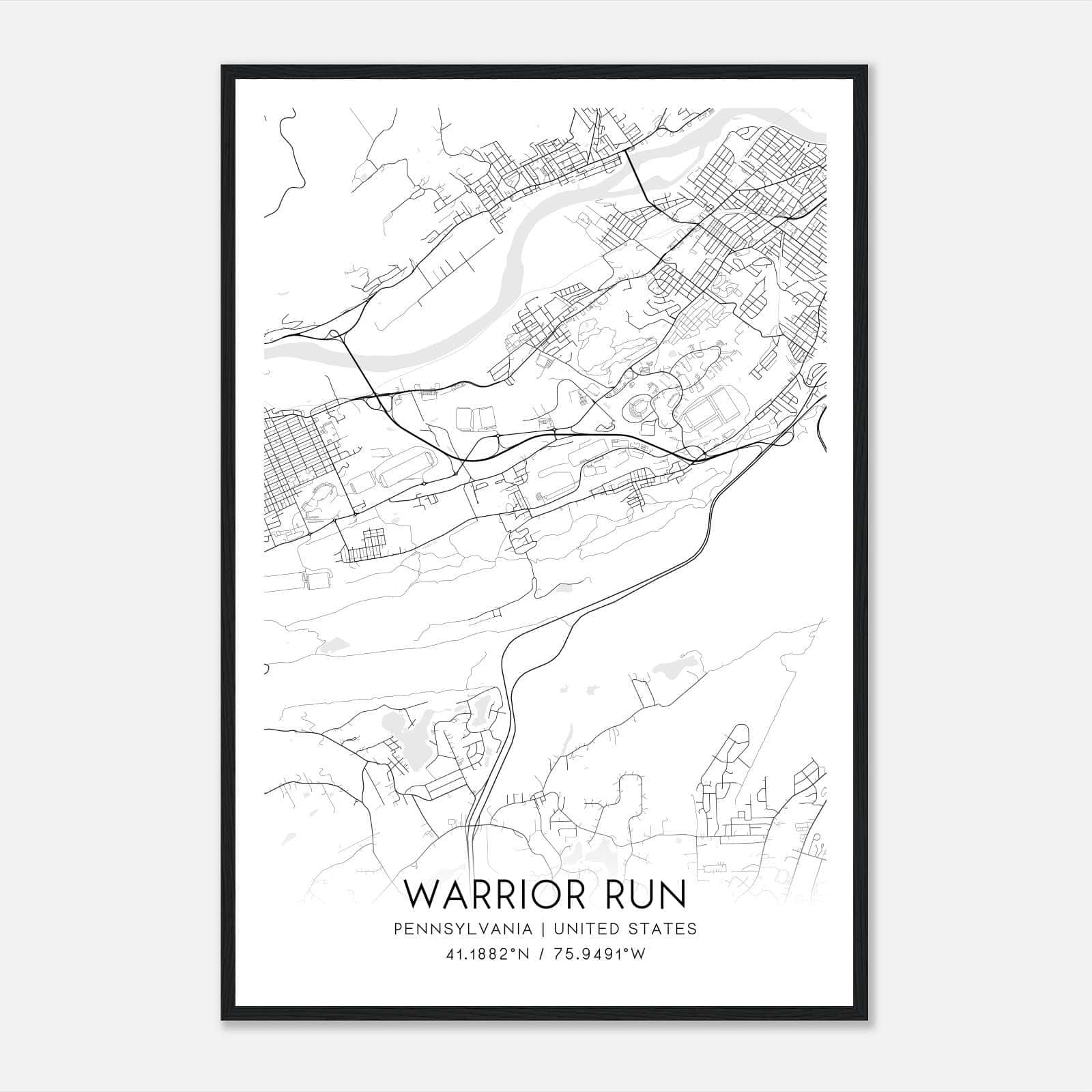 Warrior Run Pennsylvania Map Poster, Modern Home Decor Wall Art Print Warrior Run Pennsylvania Map Poster, Modern Home Decor Wall Art Print