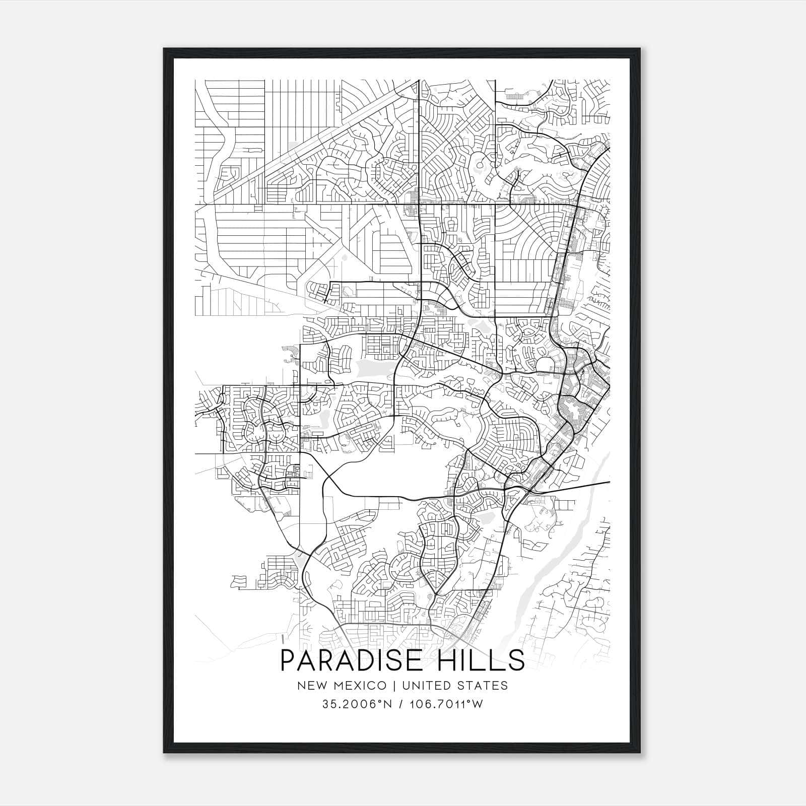 Paradise Hills New Mexico Map Poster, Modern Home Decor Wall Art Print Paradise Hills New Mexico Map Poster, Modern Home Decor Wall Art Print