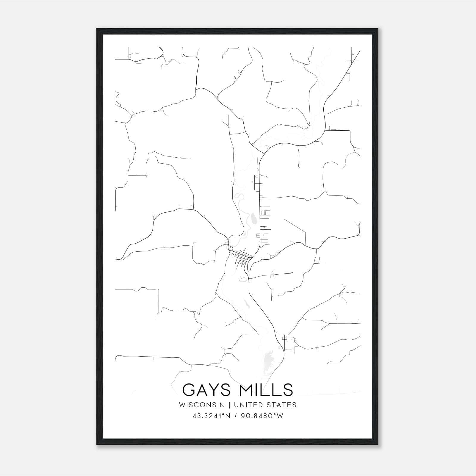 Gays Mills Wisconsin Map Poster, Modern Home Decor Wall Art Print Gays Mills Wisconsin Map Poster, Modern Home Decor Wall Art Print