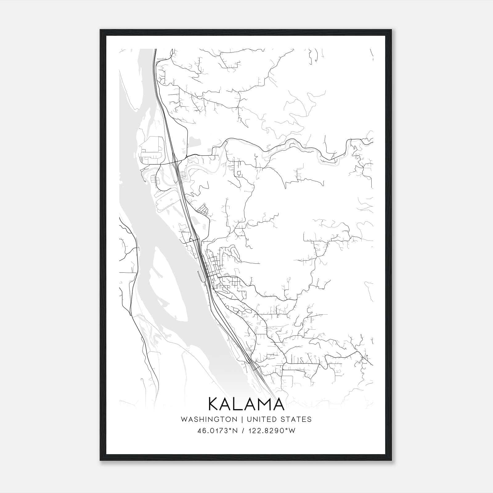 Kalama Washington Map Poster, Modern Home Decor Wall Art Print Kalama Washington Map Poster, Modern Home Decor Wall Art Print