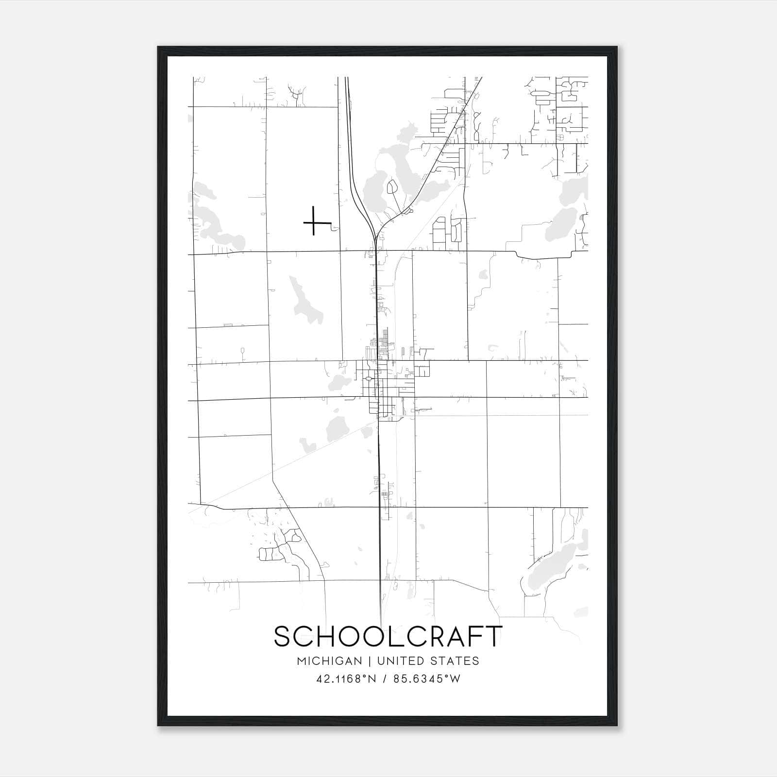 Schoolcraft Michigan Map Poster, Modern Home Decor Wall Art Print Schoolcraft Michigan Map Poster, Modern Home Decor Wall Art Print