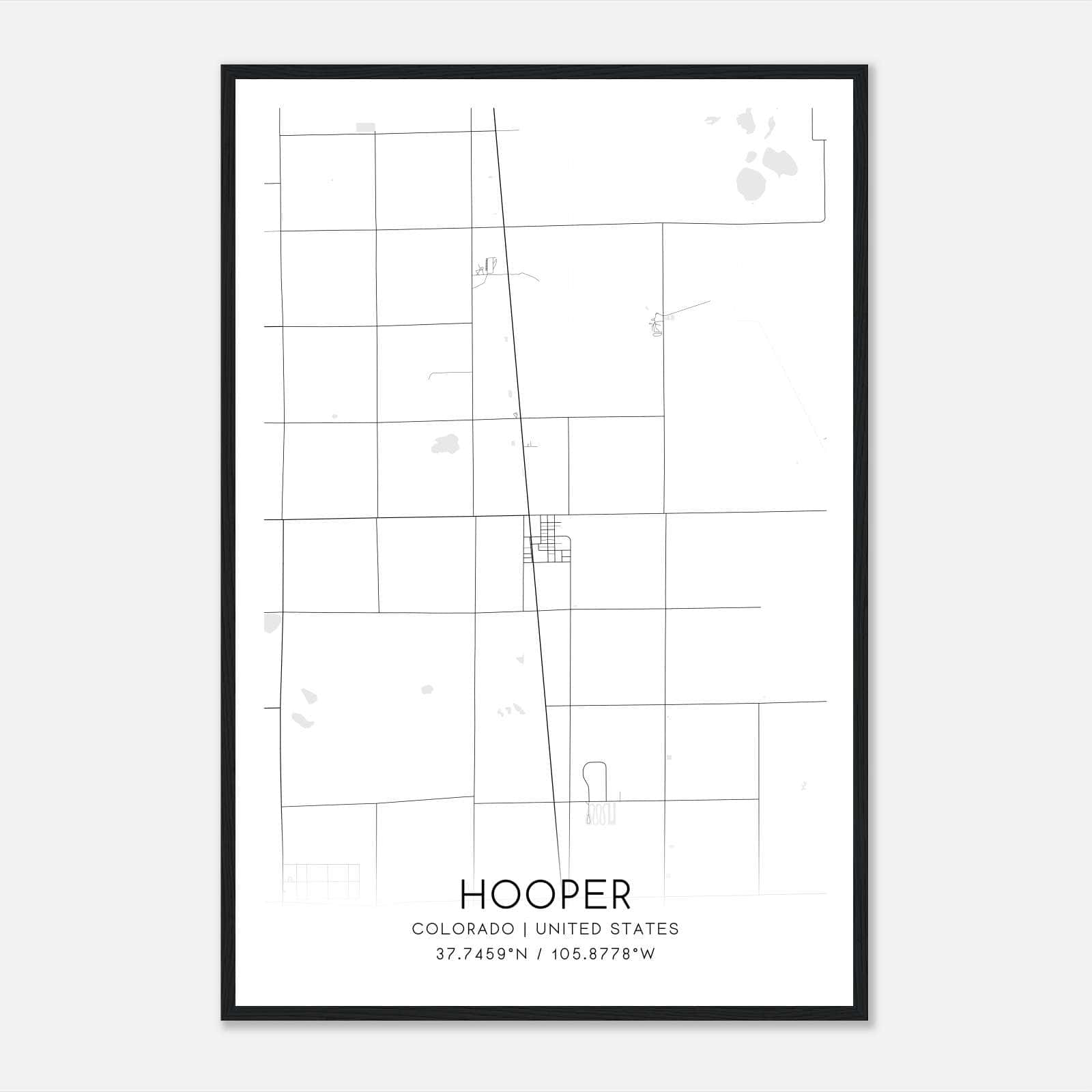 Hooper Colorado Map Poster, Modern Home Decor Wall Art Print Hooper Colorado Map Poster, Modern Home Decor Wall Art Print