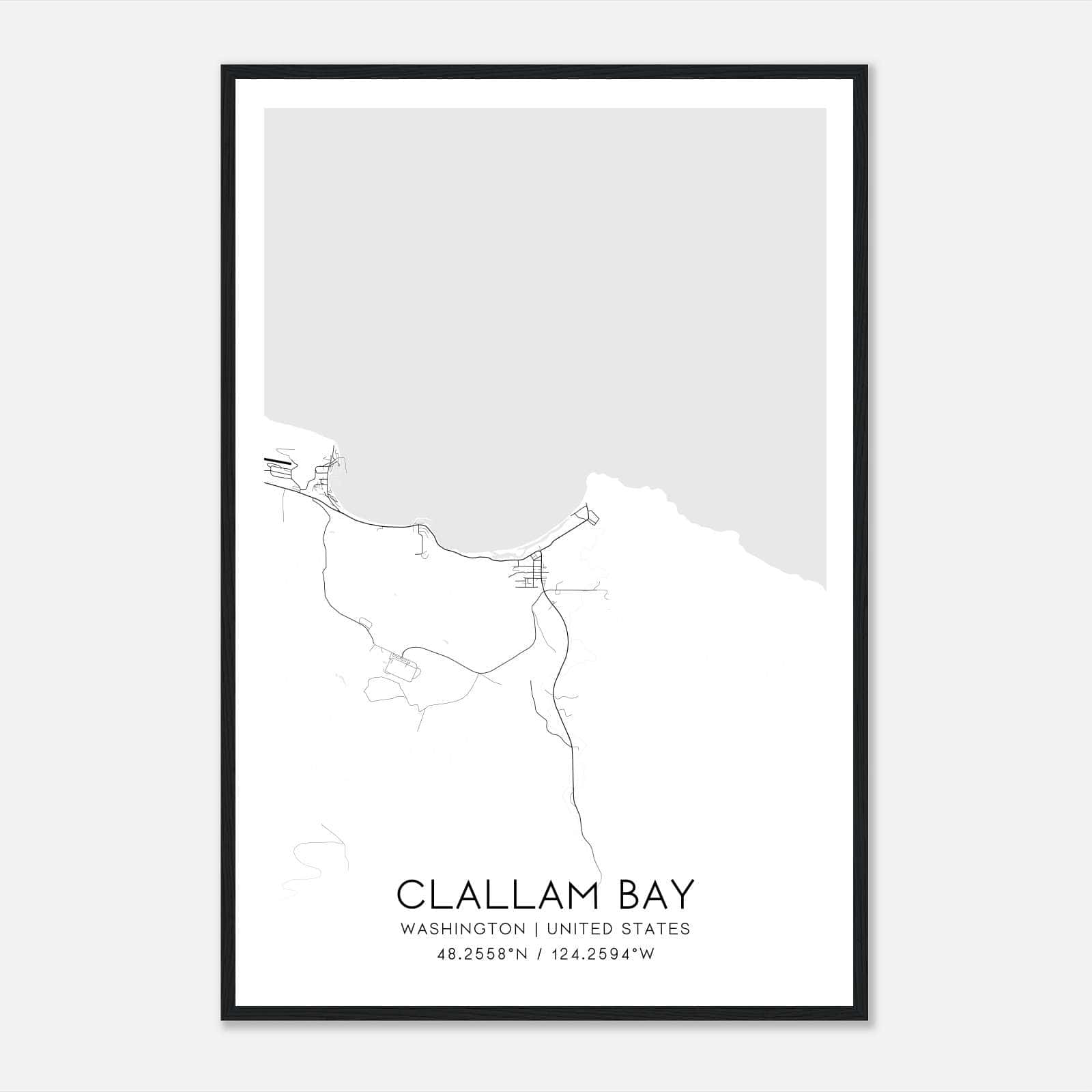 Clallam Bay Washington Map Poster, Modern Home Decor Wall Art Print Clallam Bay Washington Map Poster, Modern Home Decor Wall Art Print