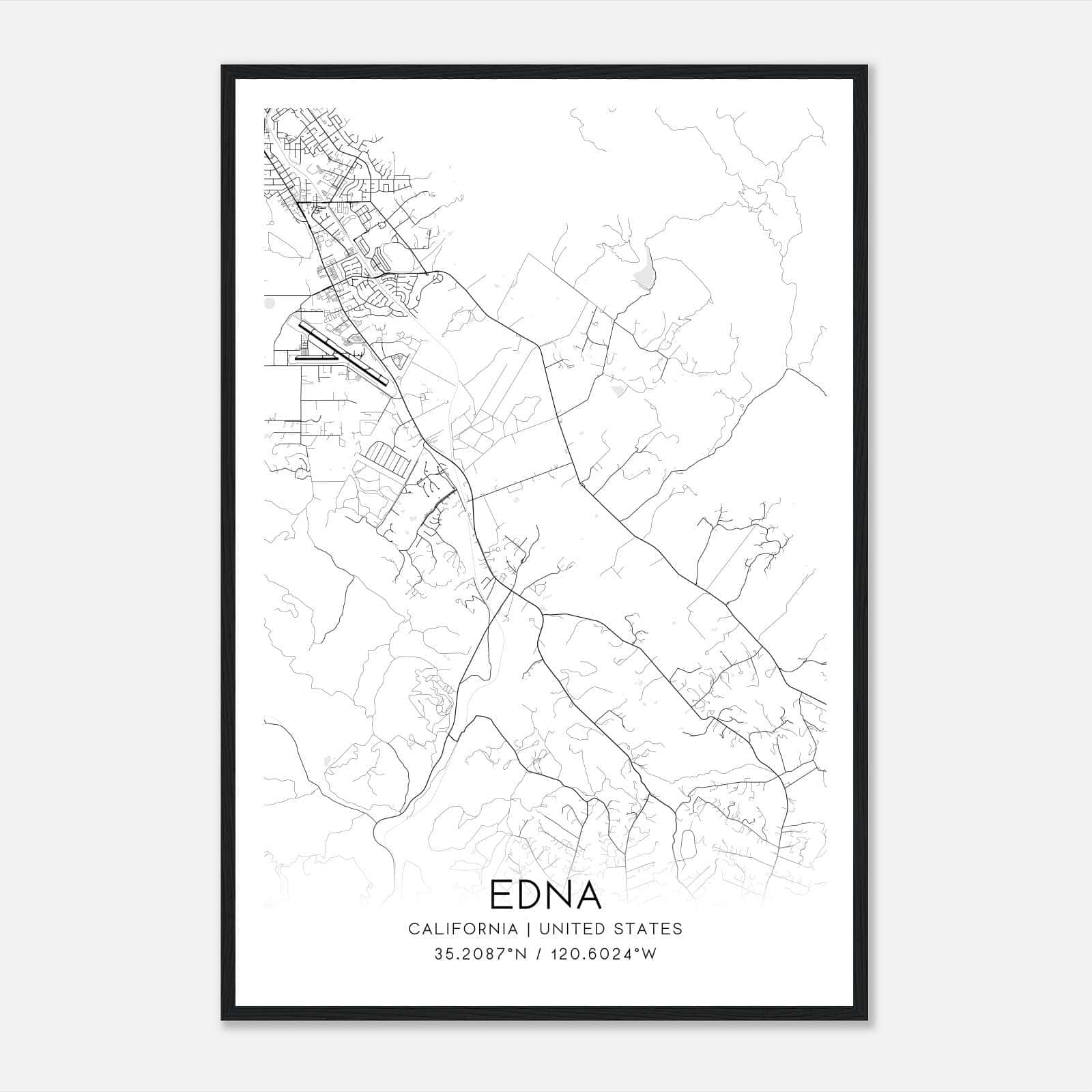 Edna California Map Poster, Modern Home Decor Wall Art Print Edna California Map Poster, Modern Home Decor Wall Art Print