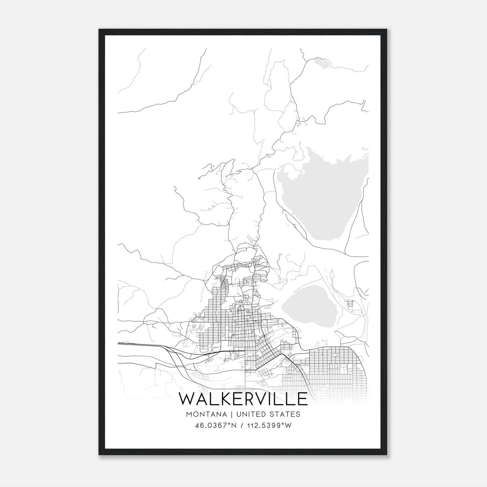 Walkerville Montana Map Poster, Modern Home Decor Wall Art Print Walkerville Montana Map Poster, Modern Home Decor Wall Art Print
