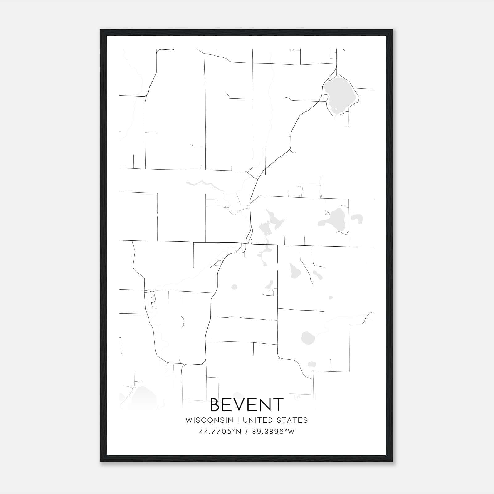 Bevent Wisconsin Map Poster, Modern Home Decor Wall Art Print Bevent Wisconsin Map Poster, Modern Home Decor Wall Art Print