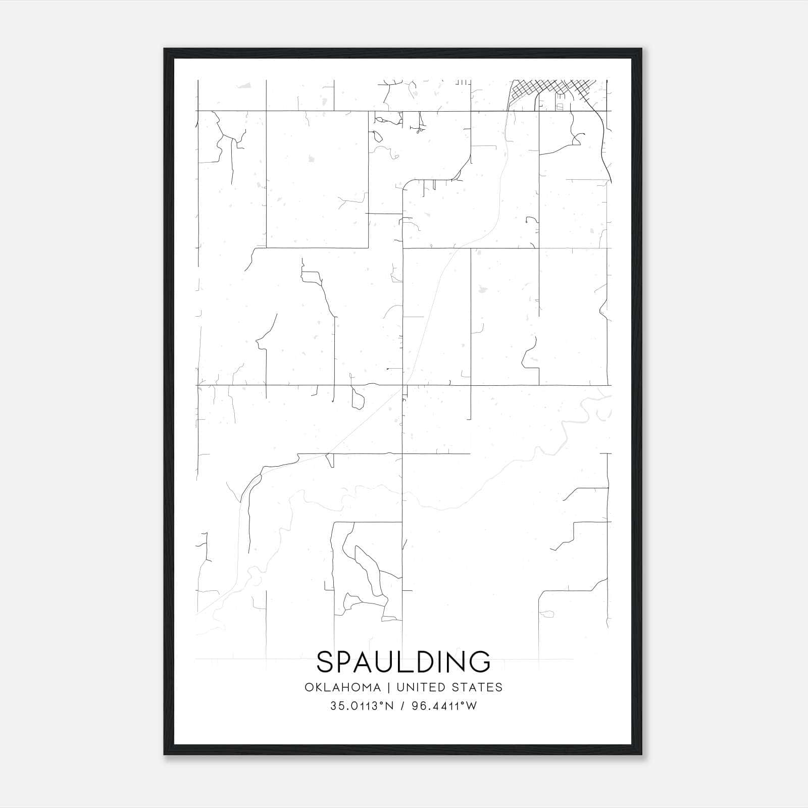 Spaulding Oklahoma Map Poster, Modern Home Decor Wall Art Print Spaulding Oklahoma Map Poster, Modern Home Decor Wall Art Print