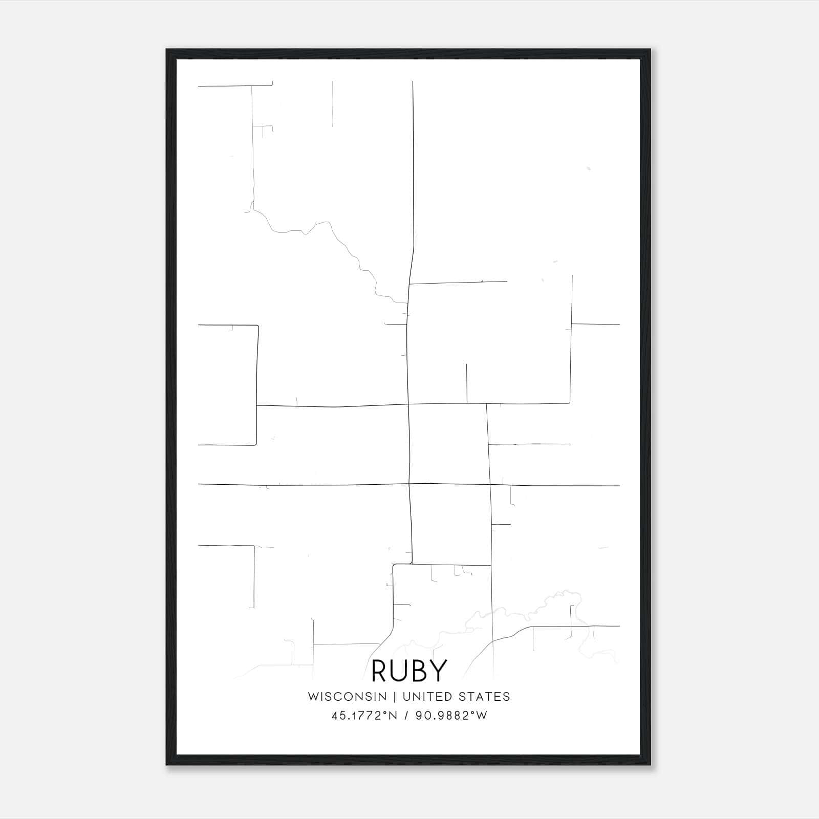 Ruby Wisconsin Map Poster, Modern Home Decor Wall Art Print Ruby Wisconsin Map Poster, Modern Home Decor Wall Art Print