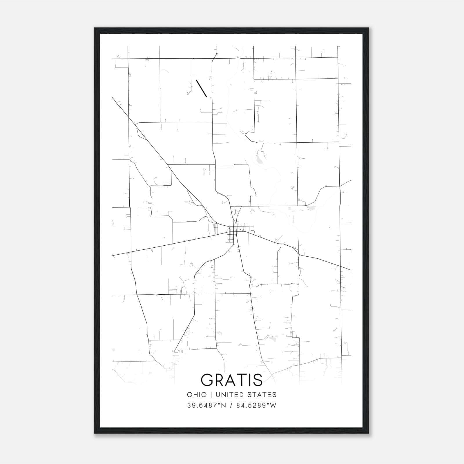 Gratis Ohio Map Poster, Modern Home Decor Wall Art Print Gratis Ohio Map Poster, Modern Home Decor Wall Art Print