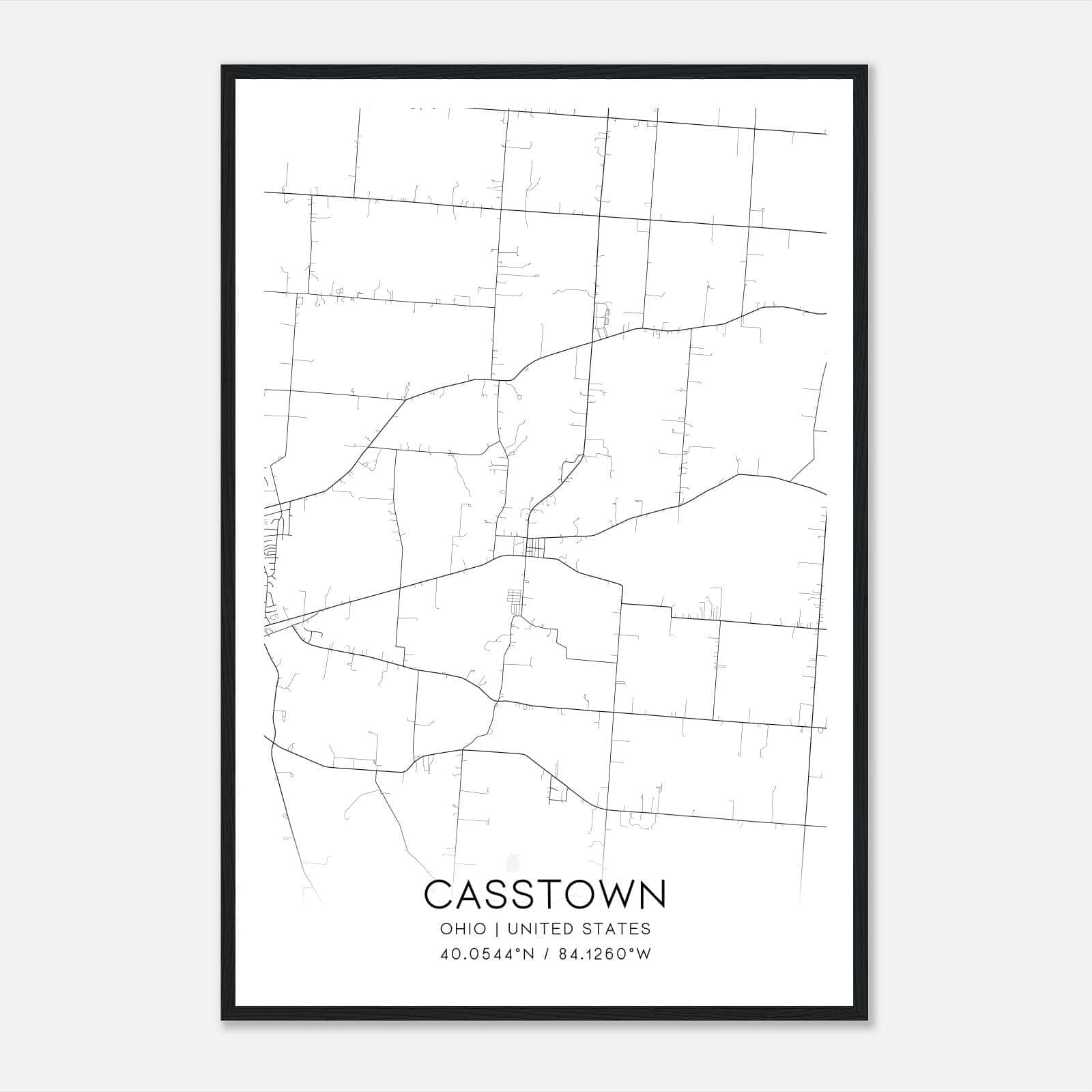 Casstown Ohio Map Poster, Modern Home Decor Wall Art Print Casstown Ohio Map Poster, Modern Home Decor Wall Art Print