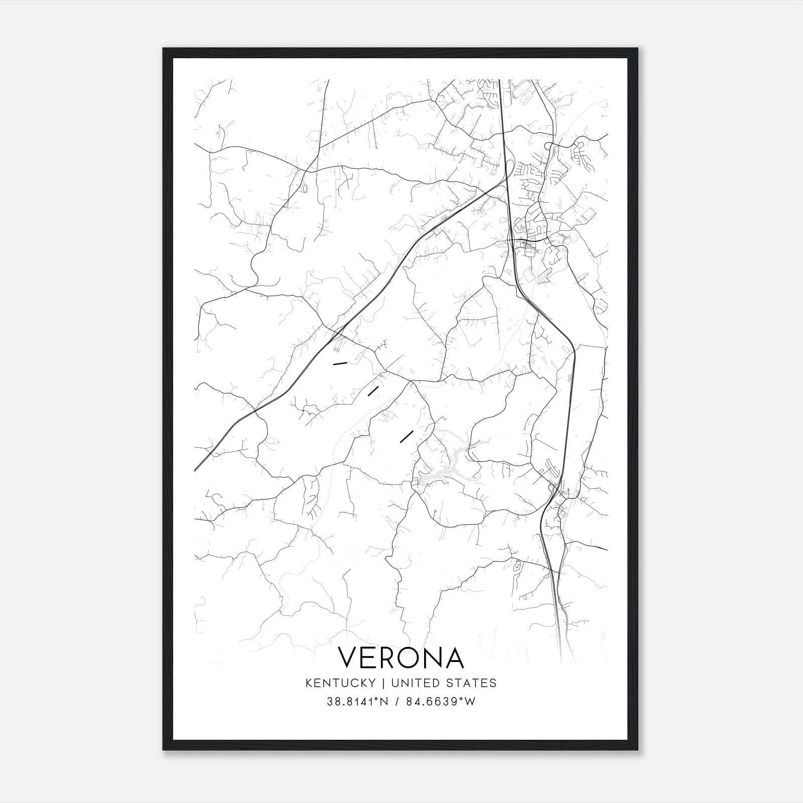 Verona Kentucky Map Poster, Modern Home Decor Wall Art Print Verona Kentucky Map Poster, Modern Home Decor Wall Art Print