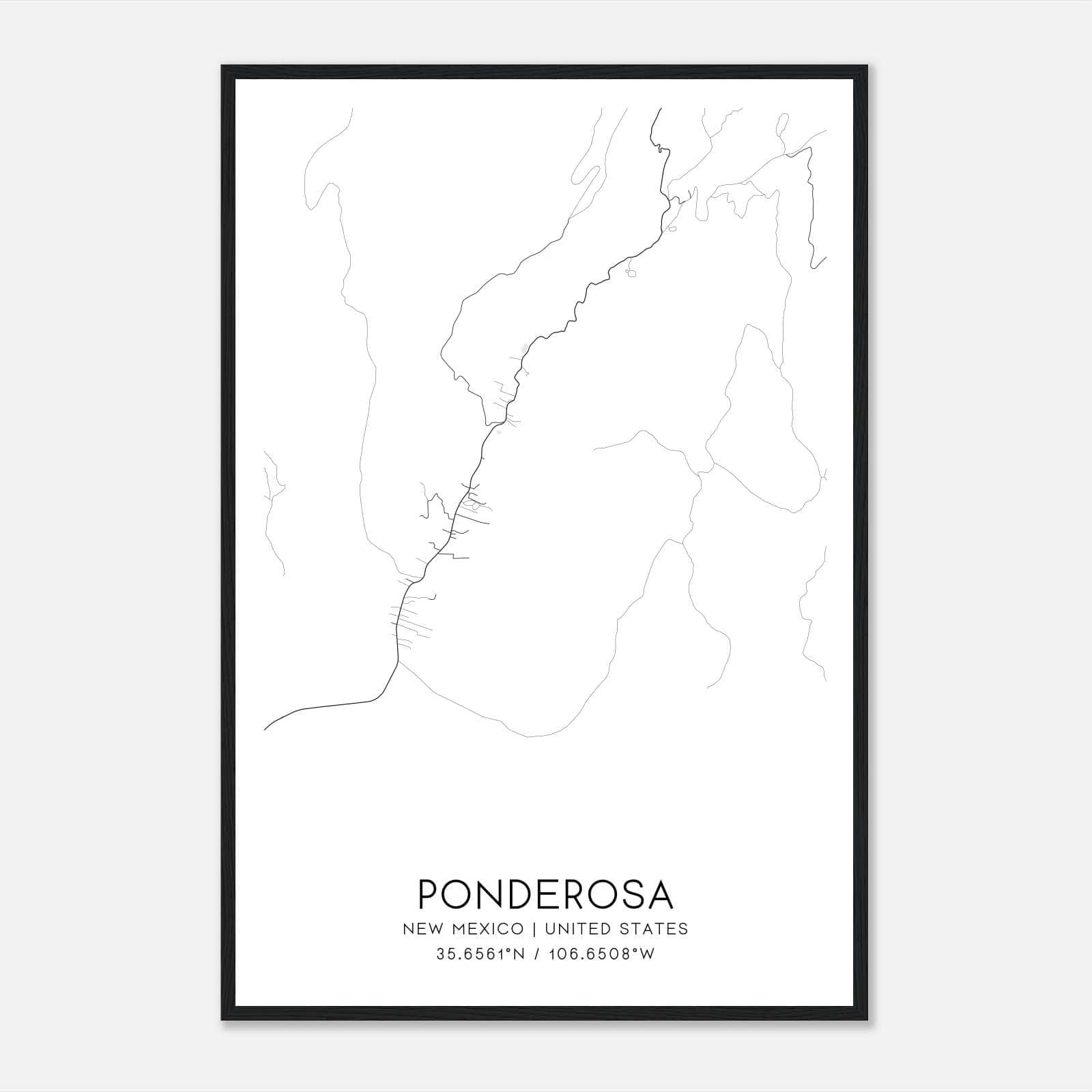 Ponderosa New Mexico Map Poster, Modern Home Decor Wall Art Print Ponderosa New Mexico Map Poster, Modern Home Decor Wall Art Print