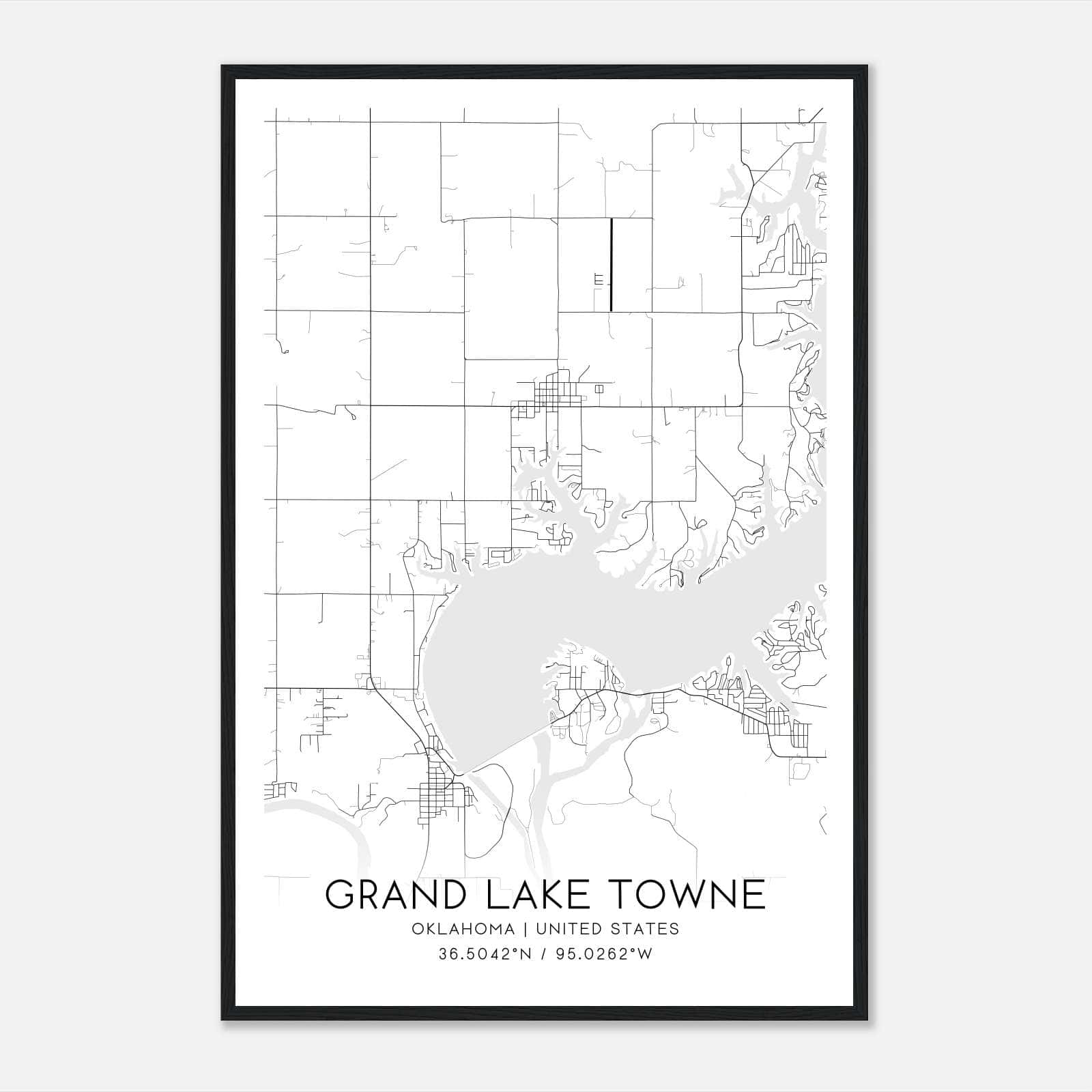 Grand Lake Towne Oklahoma Map Poster, Modern Home Decor Wall Art Print Grand Lake Towne Oklahoma Map Poster, Modern Home Decor Wall Art Print