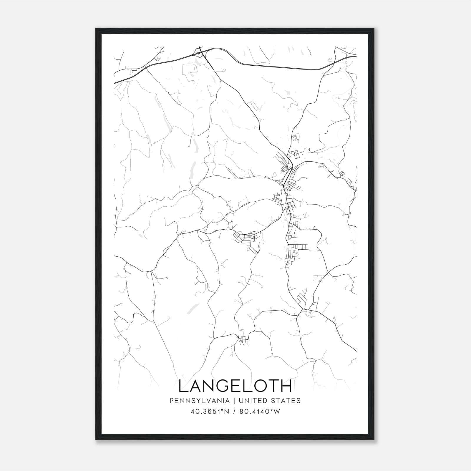 Langeloth Pennsylvania Map Poster, Modern Home Decor Wall Art Print Langeloth Pennsylvania Map Poster, Modern Home Decor Wall Art Print
