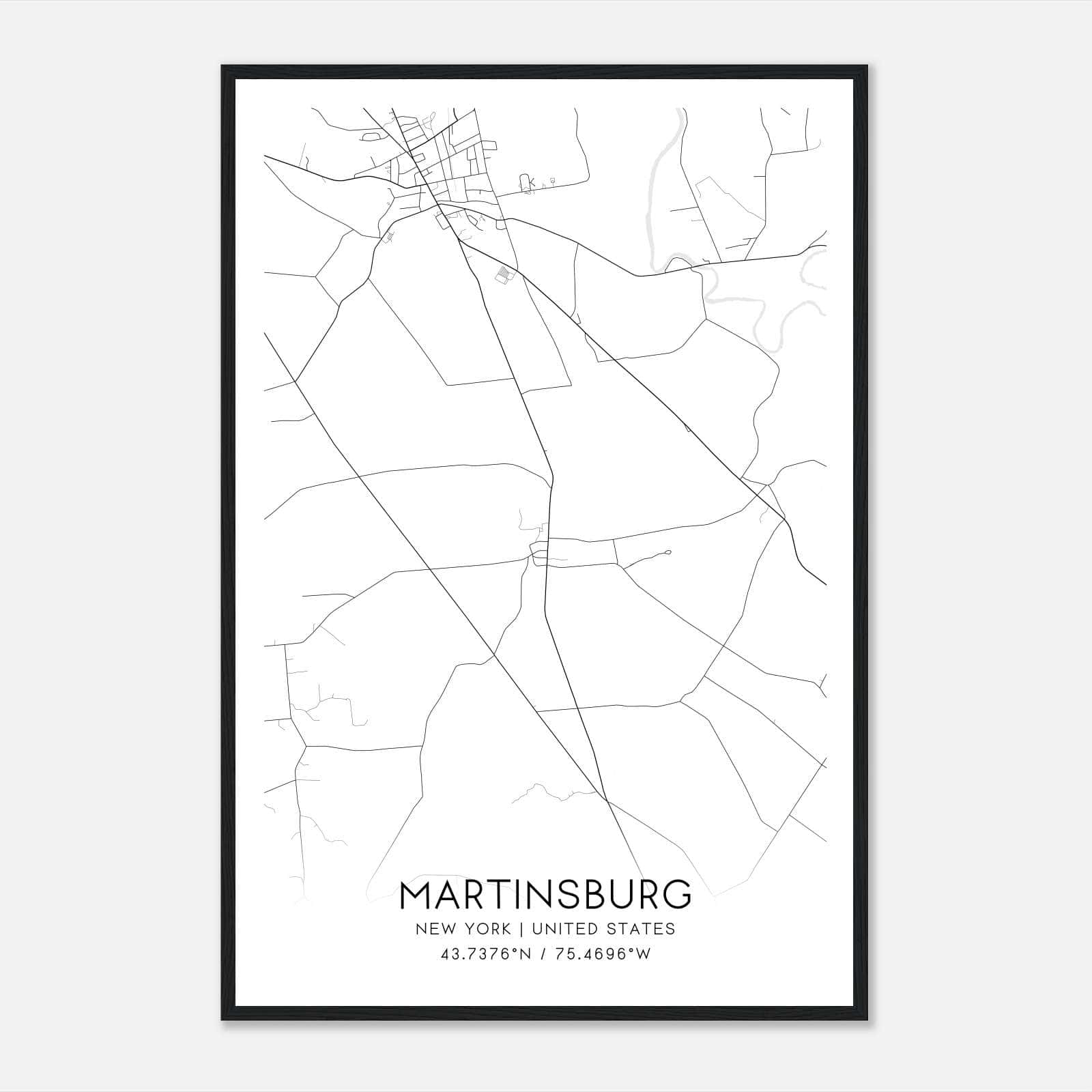 Martinsburg New York Map Poster, Modern Home Decor Wall Art Print Martinsburg New York Map Poster, Modern Home Decor Wall Art Print