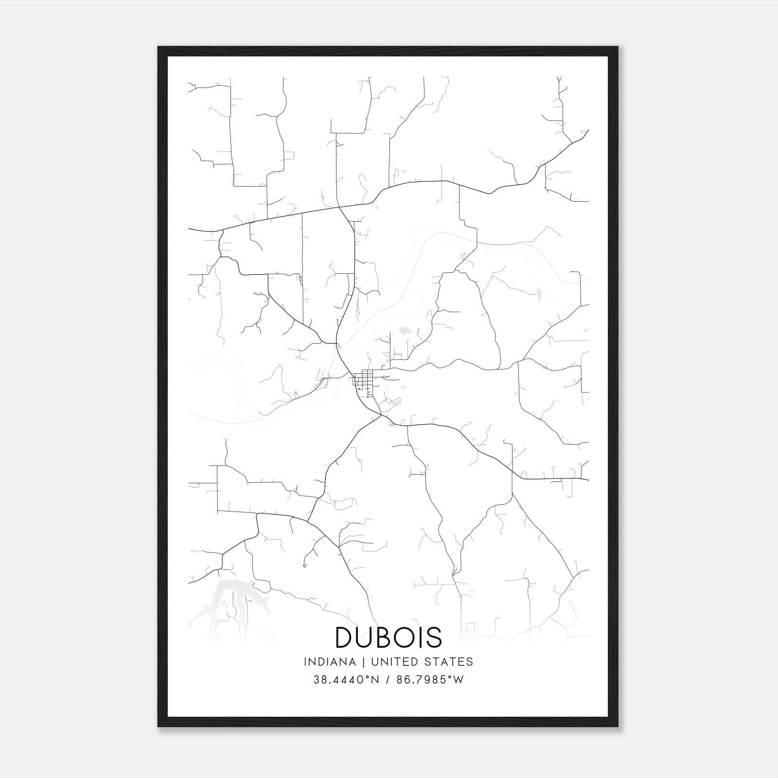 Dubois Indiana Map Poster, Modern Home Decor Wall Art Print Dubois Indiana Map Poster, Modern Home Decor Wall Art Print