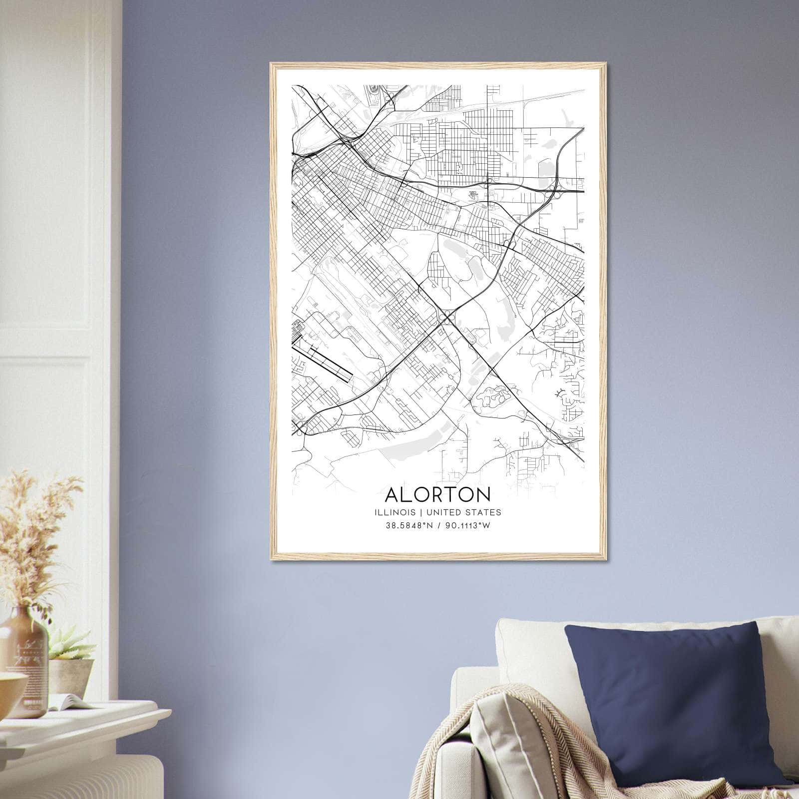 Deerfield Kansas Map Poster, Modern Home Decor Wall Art Print (Copy)