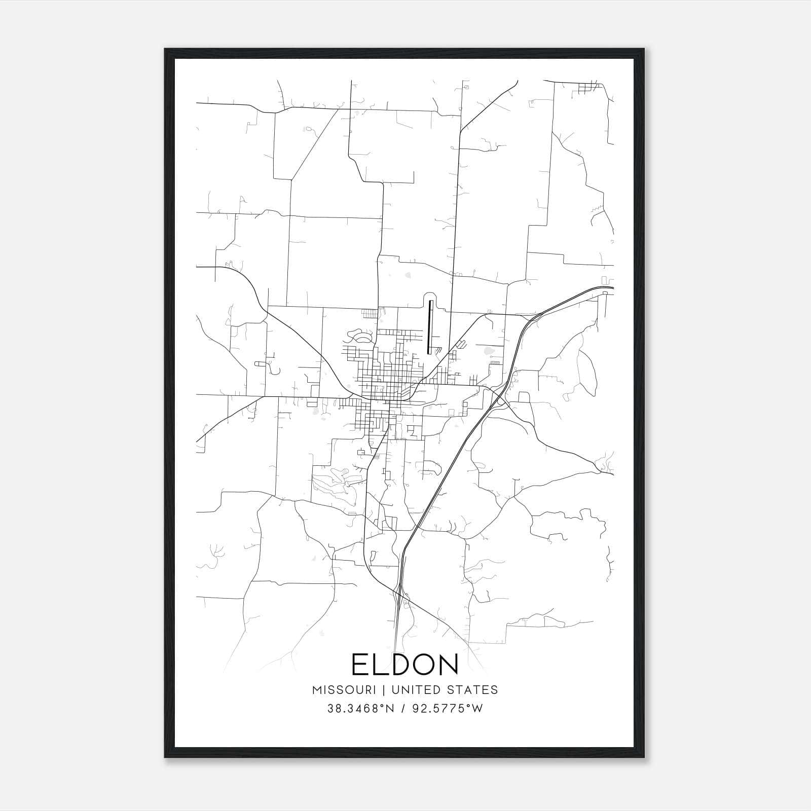Eldon Missouri Map Poster, Modern Home Decor Wall Art Print Eldon Missouri Map Poster, Modern Home Decor Wall Art Print