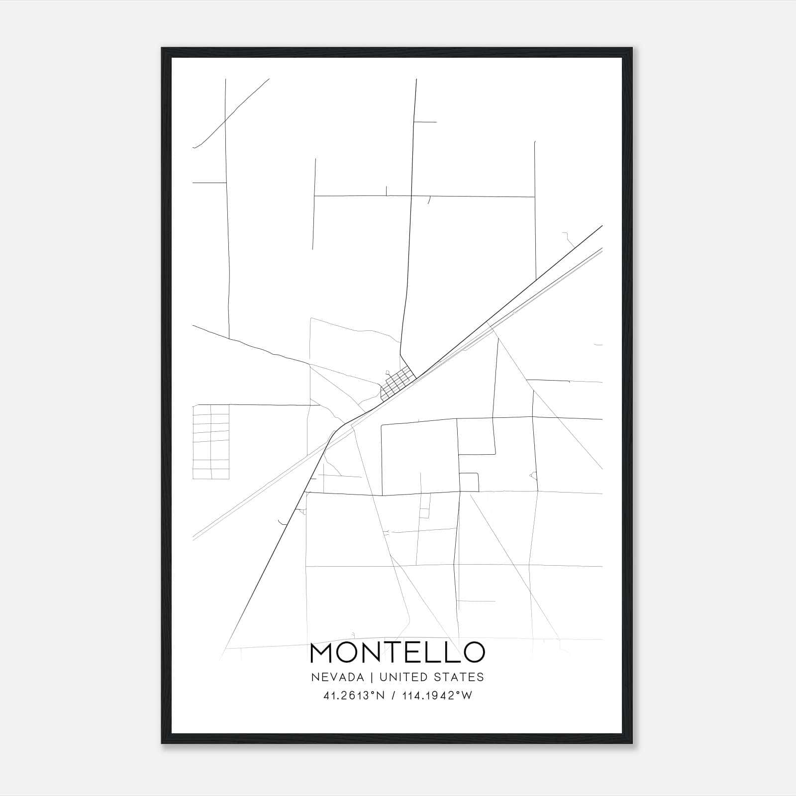 Montello Nevada Map Poster, Modern Home Decor Wall Art Print Montello Nevada Map Poster, Modern Home Decor Wall Art Print
