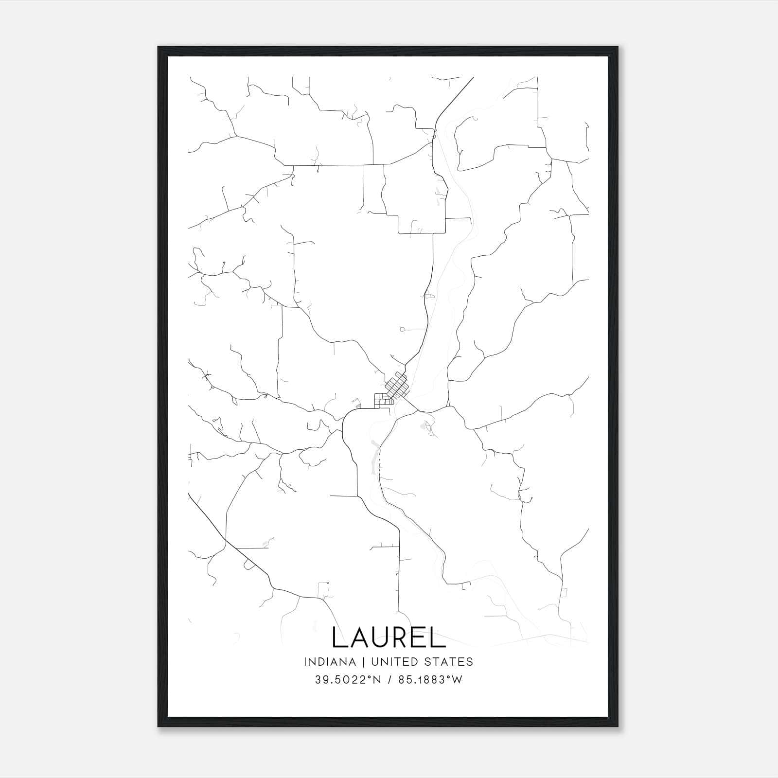 Laurel Indiana Map Poster, Modern Home Decor Wall Art Print Laurel Indiana Map Poster, Modern Home Decor Wall Art Print
