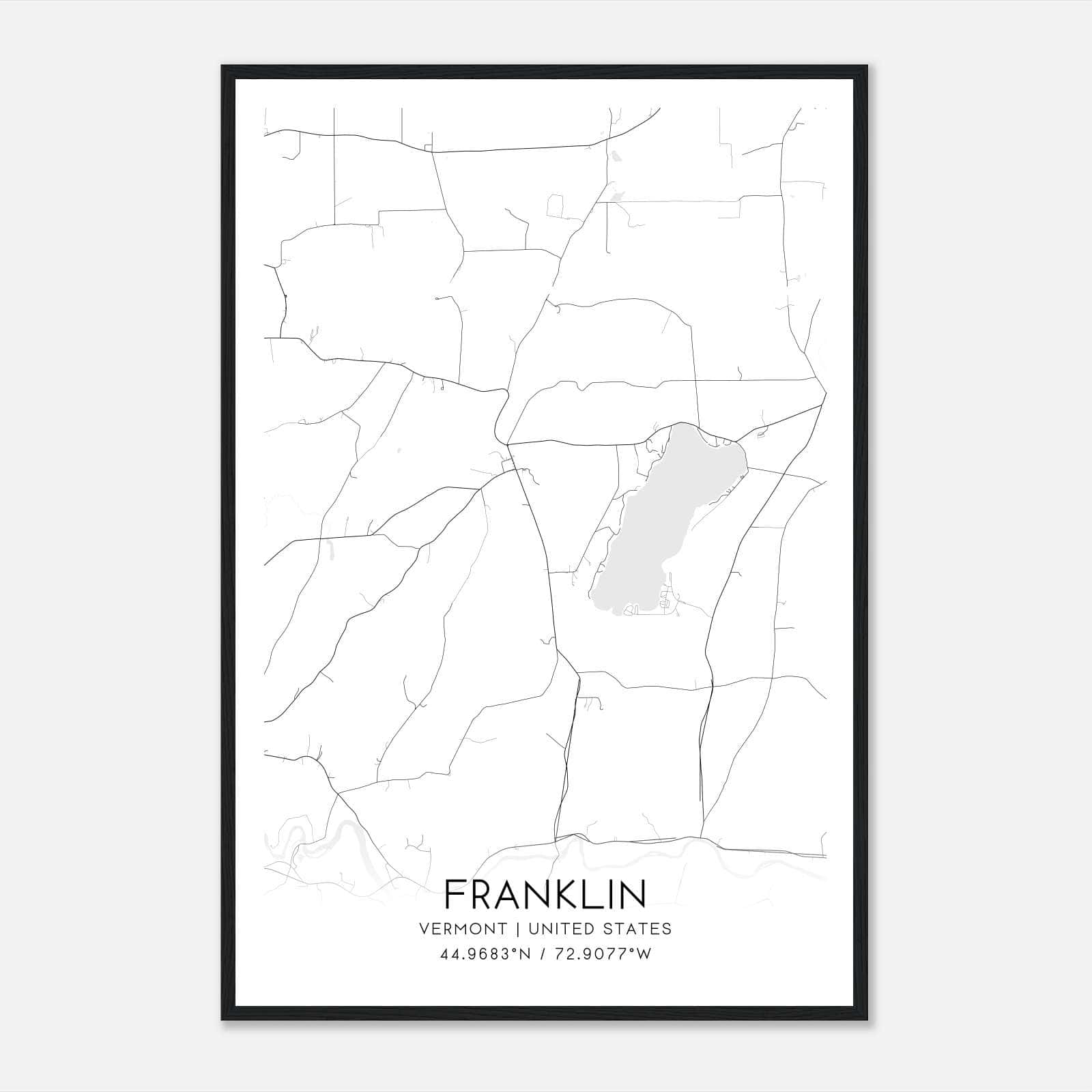 Franklin Vermont Map Poster, Modern Home Decor Wall Art Print Franklin Vermont Map Poster, Modern Home Decor Wall Art Print